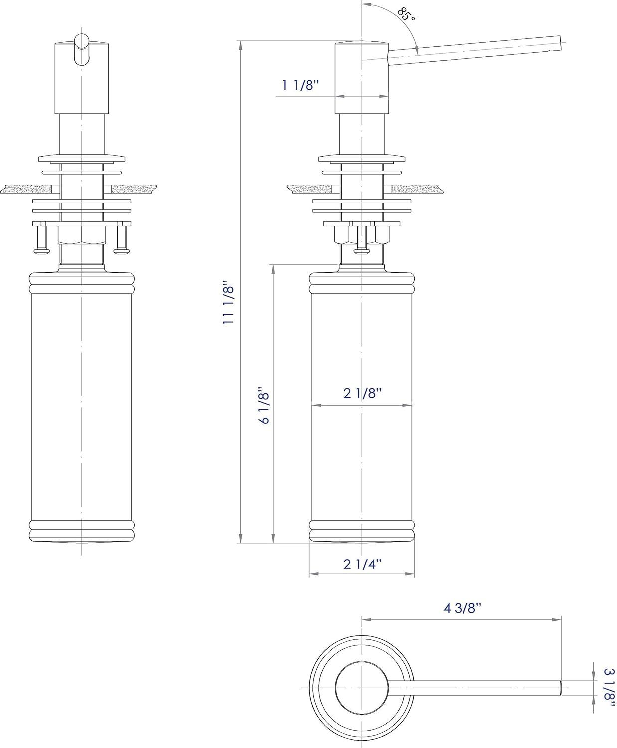 Modern Brushed Stainless Steel Soap Dispenser with 4-1/3" Spout