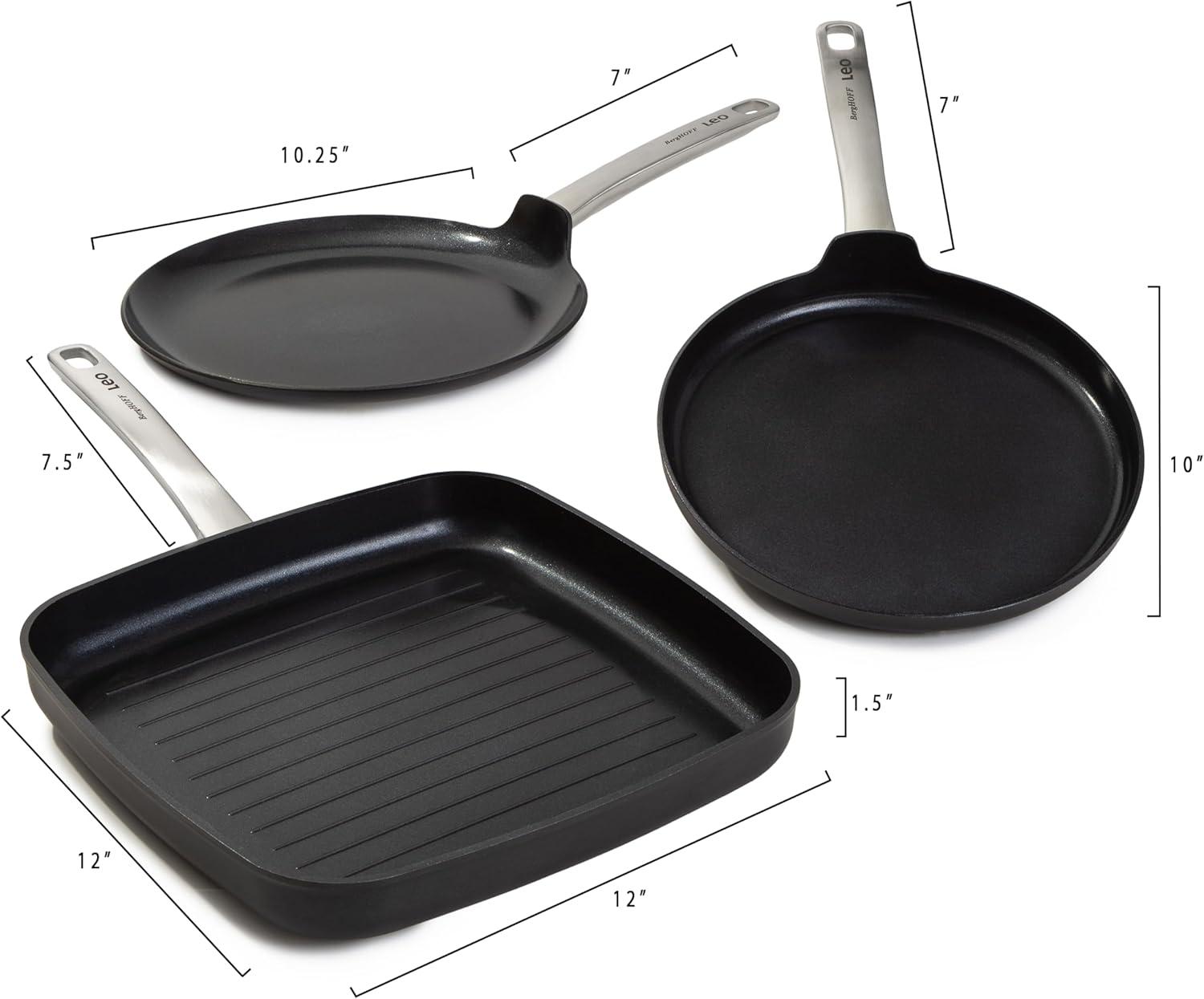 BergHOFF BergHOFF Leo Graphite Nonstick Ceramic Pancake Pan 10.25", Sustainable Recycled Material