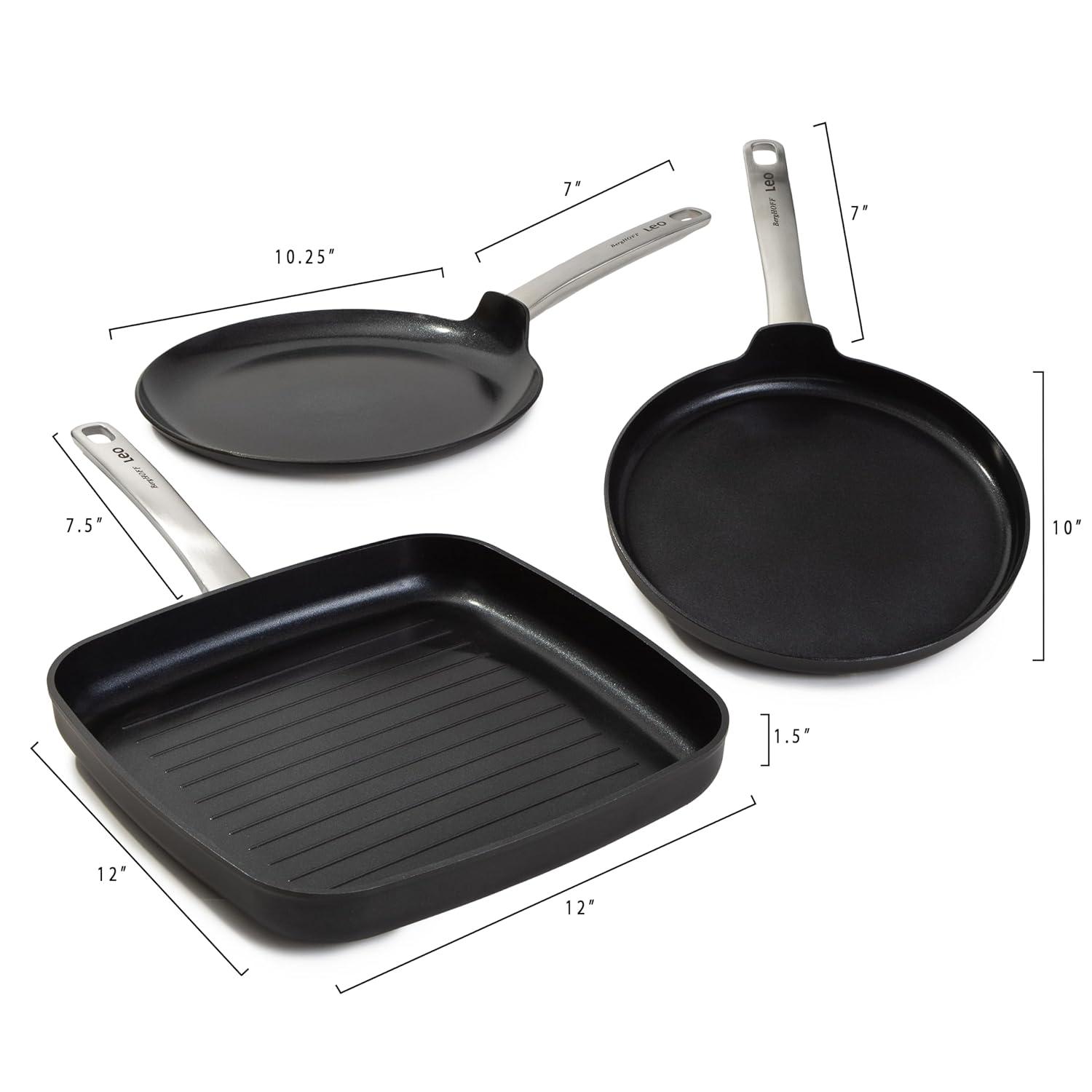 BergHOFF BergHOFF Leo Graphite Nonstick Ceramic Pancake Pan 10.25", Sustainable Recycled Material