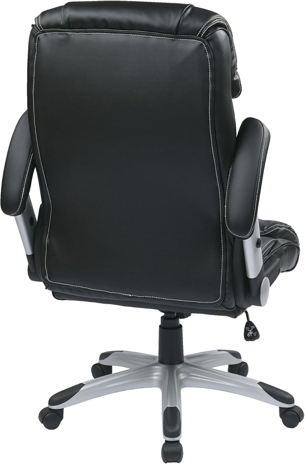 ErgoExec High-Back Swivel Black Leather Executive Chair with Adjustable Arms