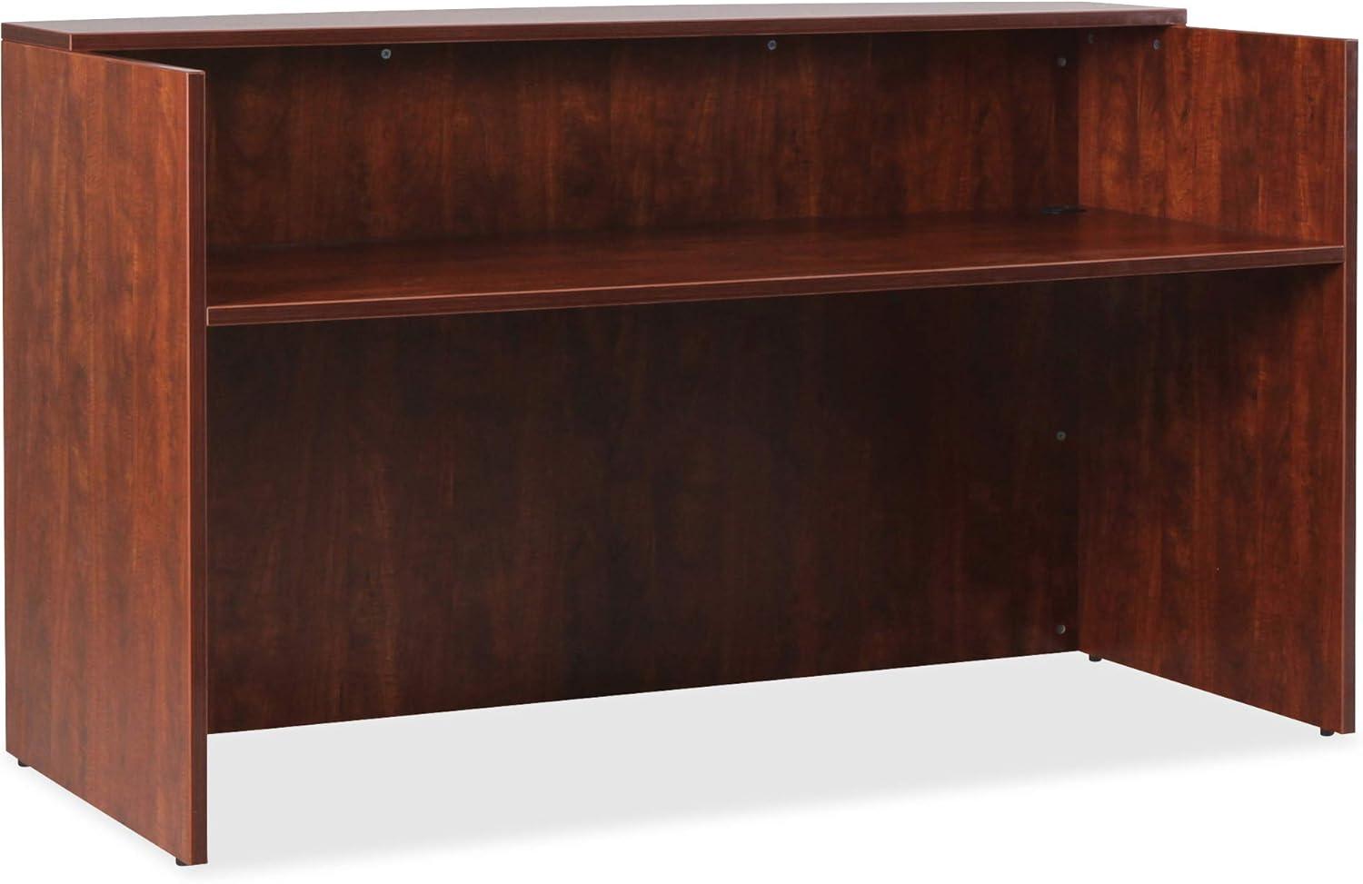 Lorell Essentials Series Cherry Reception Desk - 1" Top, 35.4" x 70.9"42.5" Desk - Finish: Cherry Laminate
