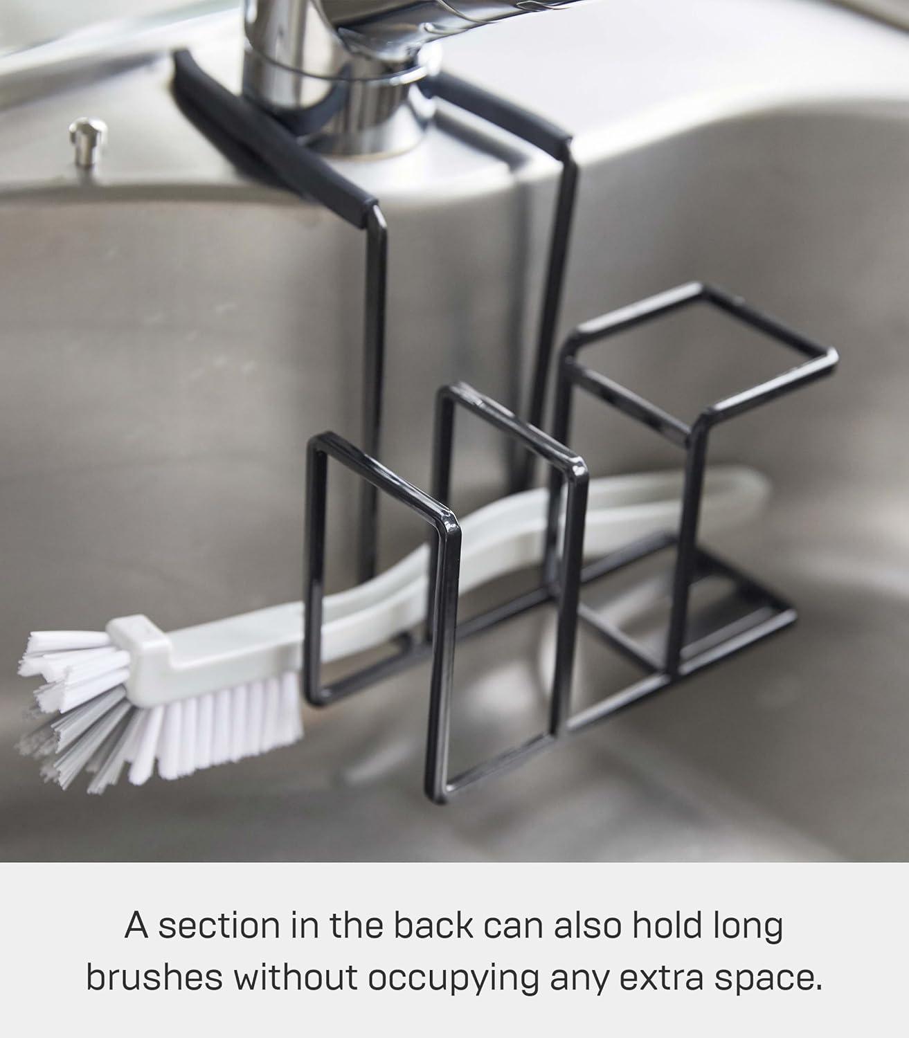 Black Metal Faucet-Hanging Sponge and Brush Holder