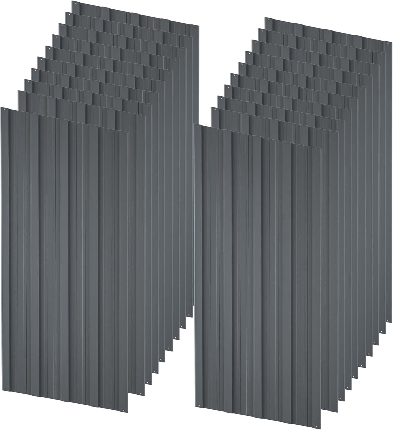 Metal Roof Panels 20 Pcs Roofing Panels Galvanized Steel with Screw Resistant,Versatile and Durable Suitable for Garages,Sheds, Stables and Mobile Homes Gray 99 sq.ft