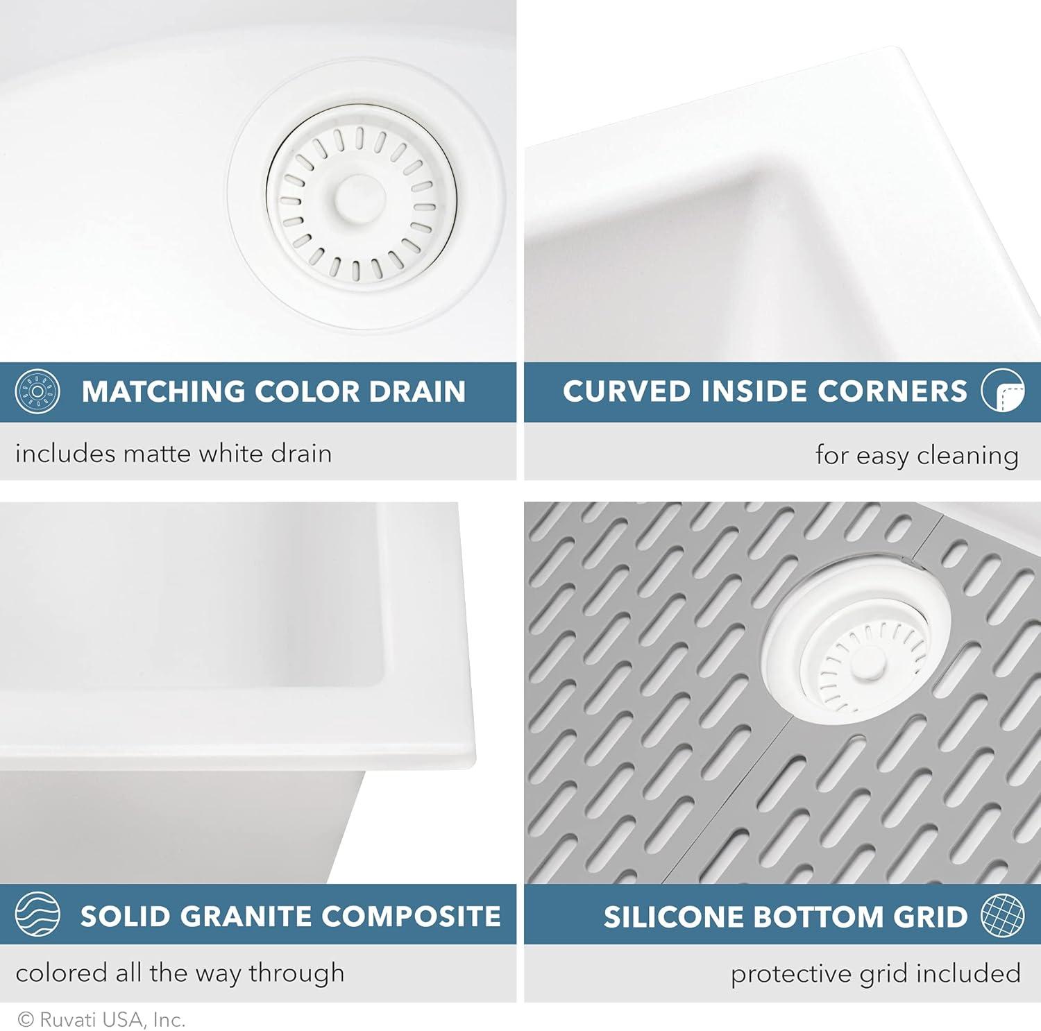 Arctic White Granite Composite Single Bowl Kitchen Sink