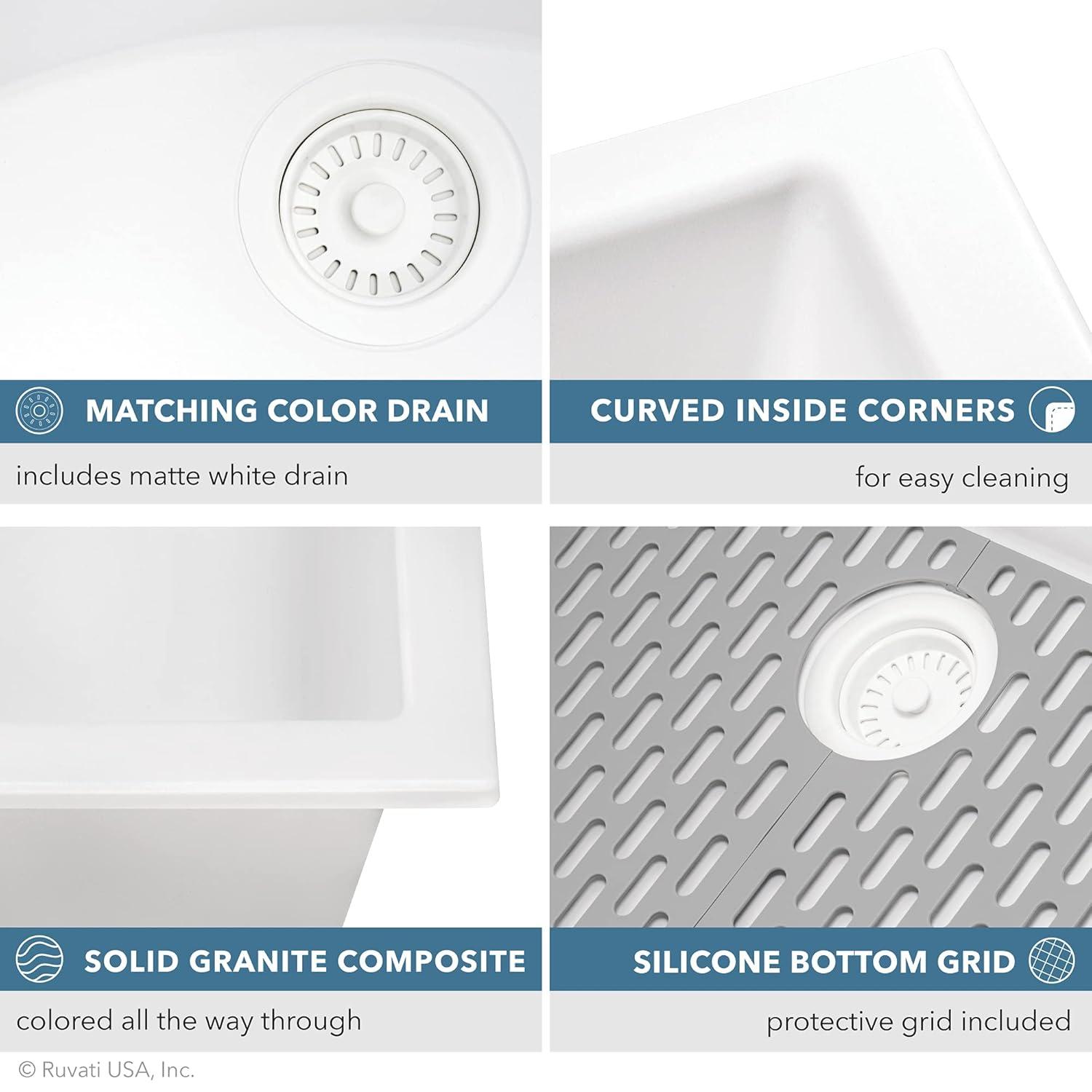Ruvati Ruvati 33-inch Undermount Workstation Granite Composite Kitchen Sink RVG2306WH