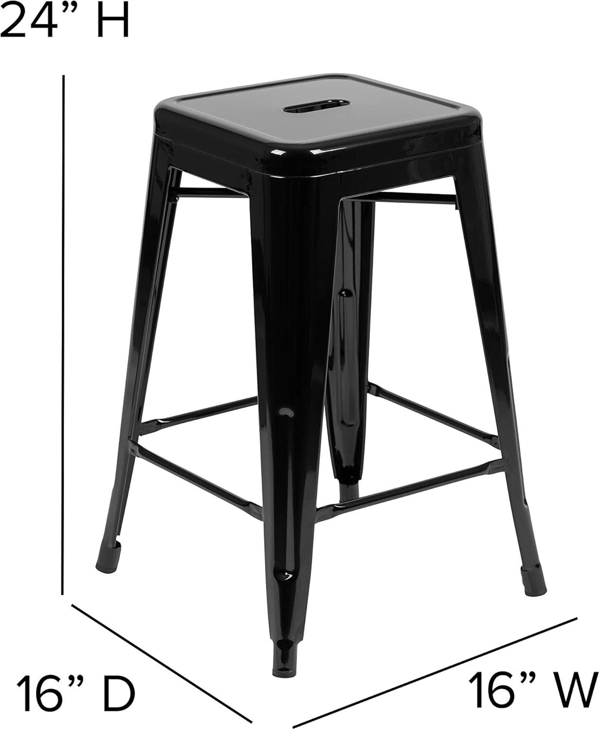 Flash Furniture 24" High Metal Counter-Height, Indoor Bar Stool - Stackable Set of 4