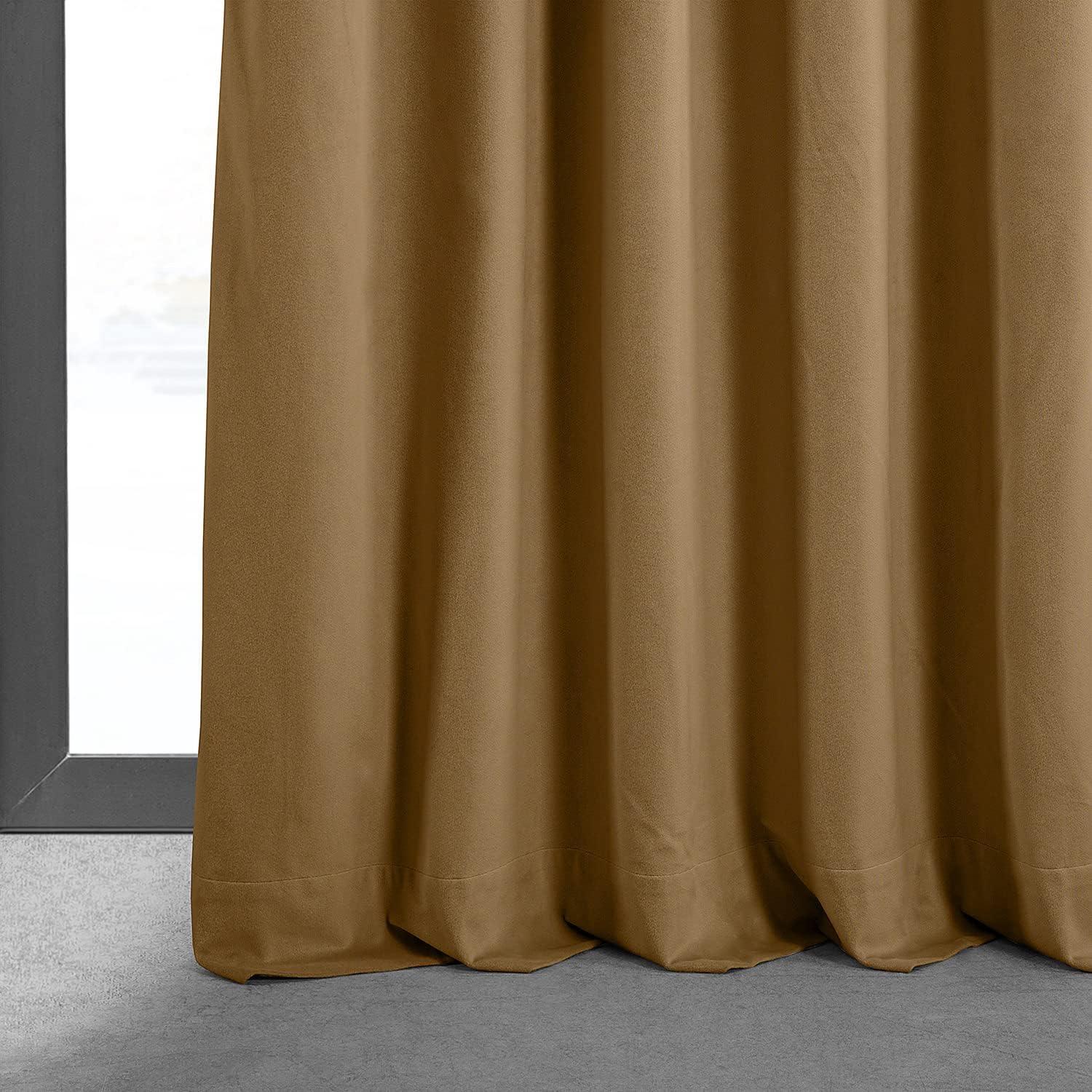 Signature Amber Gold Blackout Velvet Curtain (1 Panel), Amber Gold, 50W X 96L