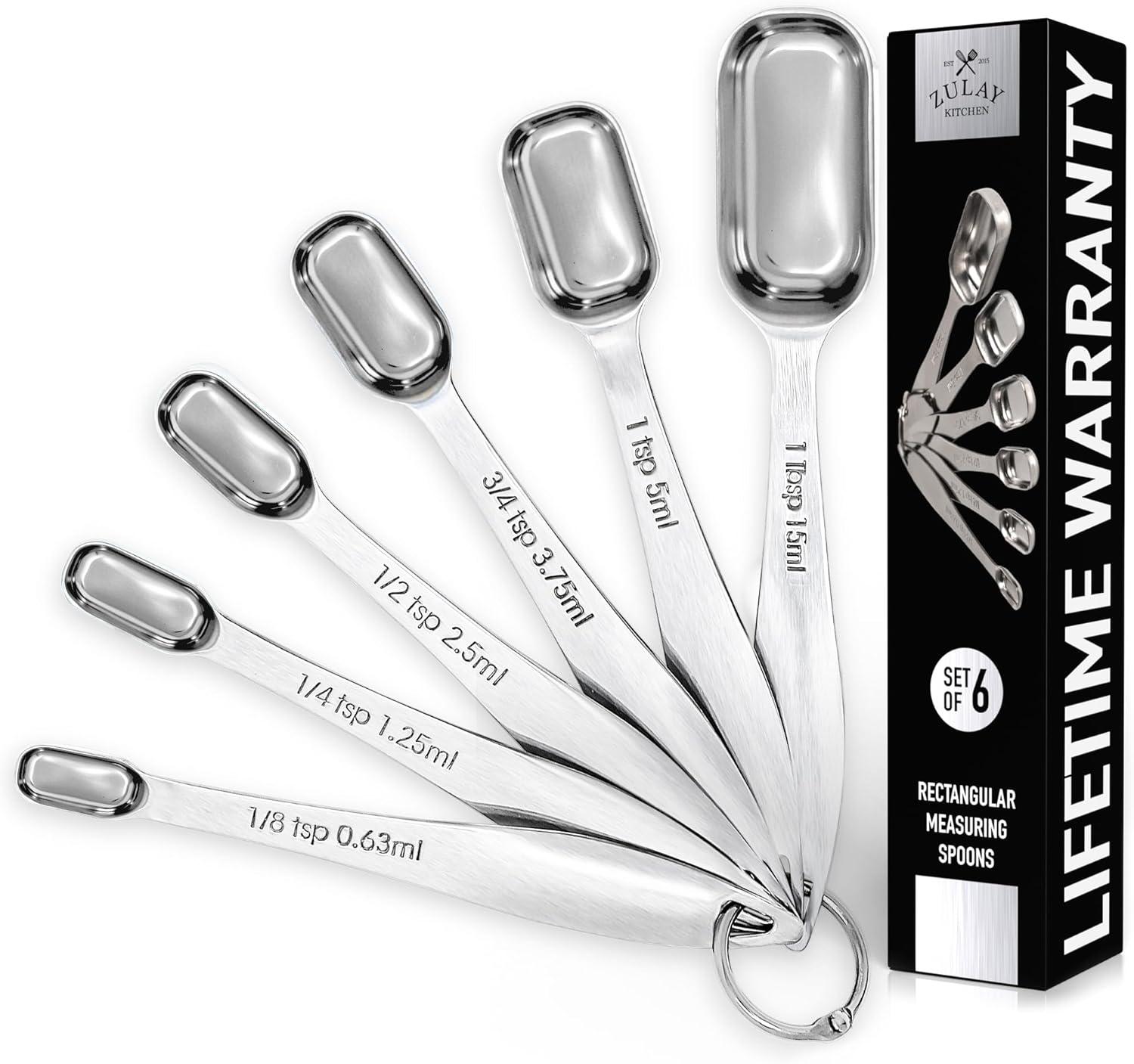 Zulay Kitchen Zulay Kitchen Heavy Duty Stainless Steel Measuring Spoons Slim Design 6 Piece Measuring Spoons