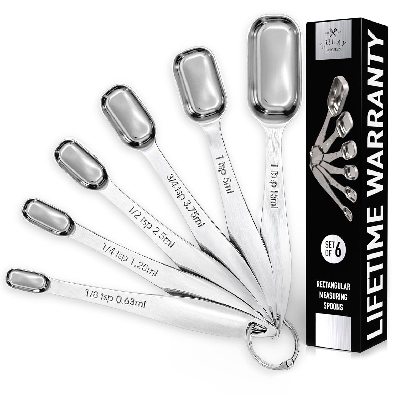 Zulay Kitchen Zulay Kitchen Heavy Duty Stainless Steel Measuring Spoons Slim Design 6 Piece Measuring Spoons
