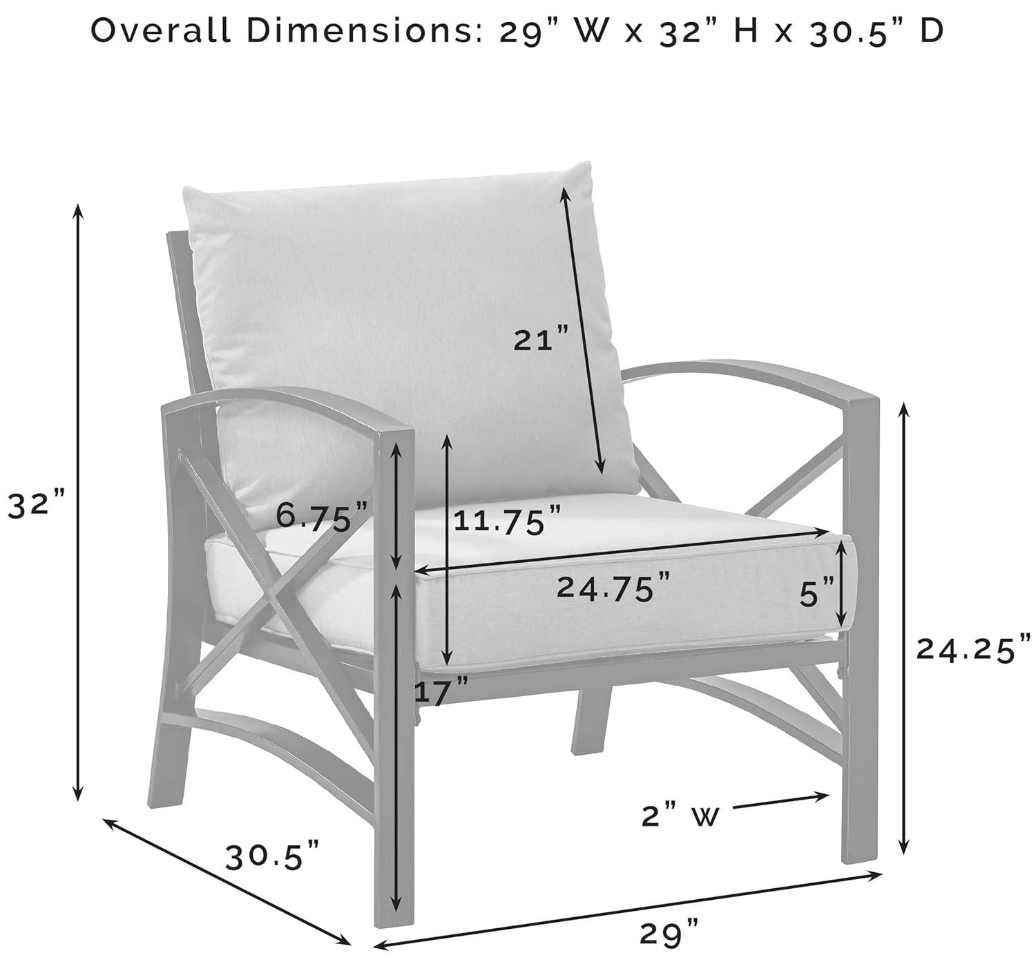Kaplan Outdoor Arm Chair Oatmeal - Crosley: Patio Furniture, Steel Frame, Weather-Resistant