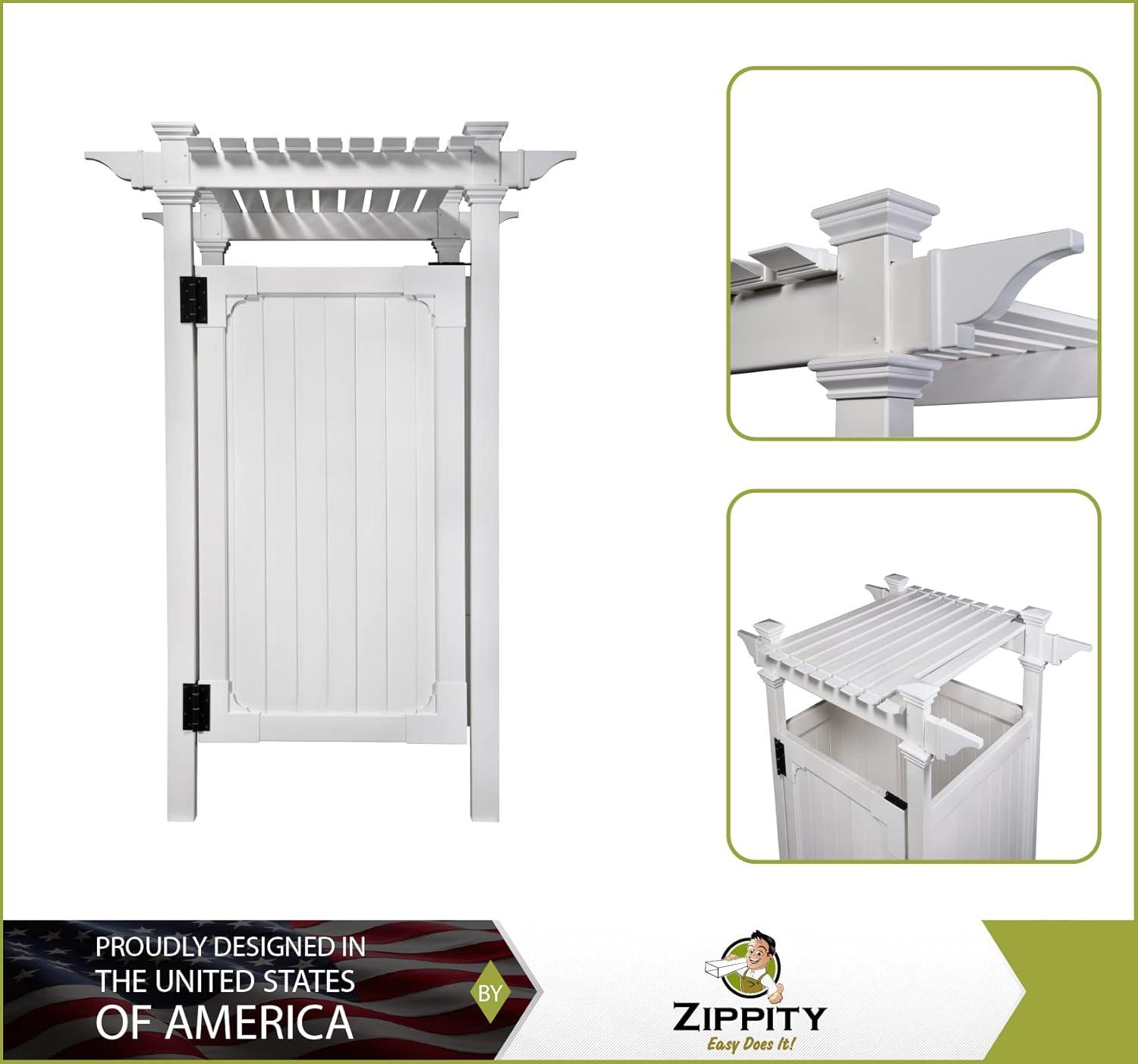 89in White Vinyl Outdoor Shower Enclosure Kit with Door