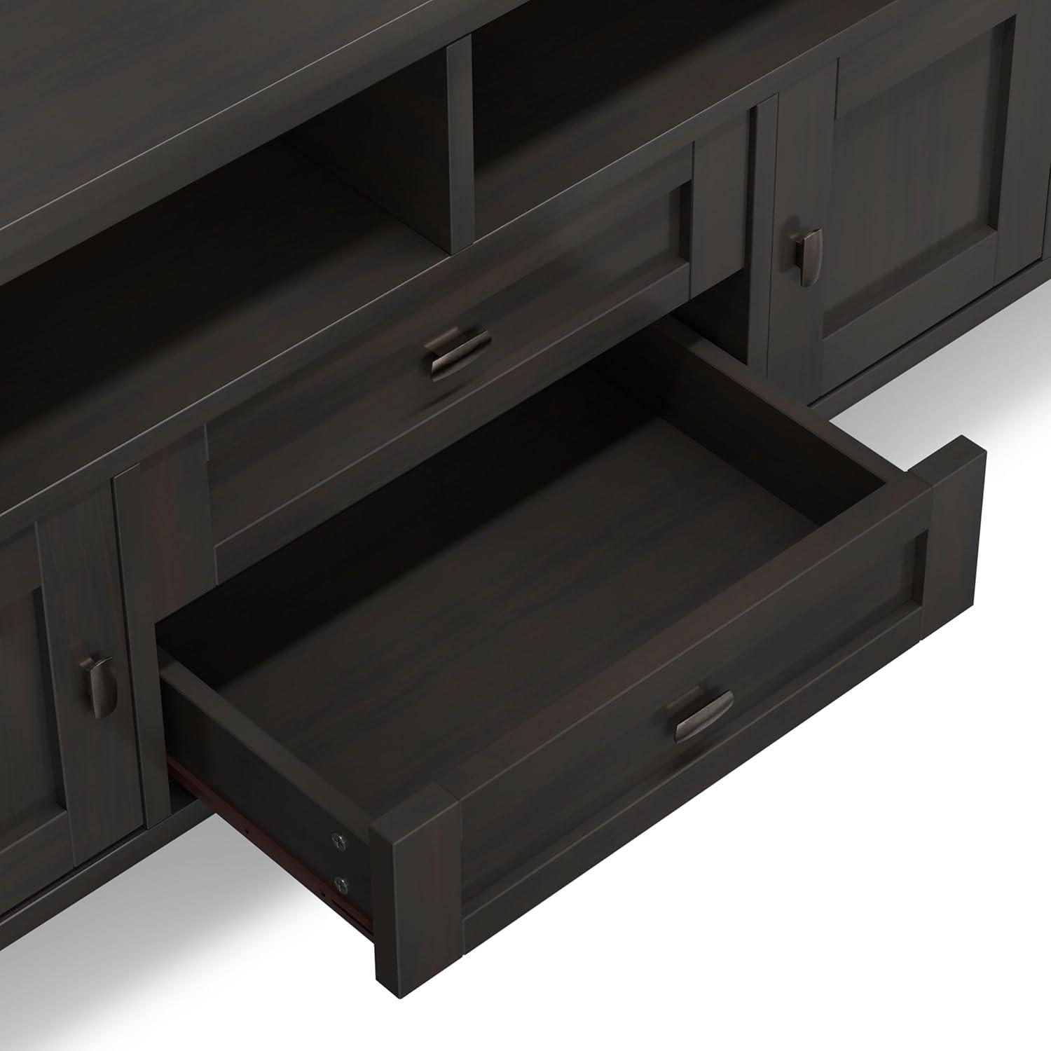 Simpli Home Warm Shaker 72"W Solid Wood TV Stand for TVs up to 80" with 4 Storage Cabinets and 2 Drawers