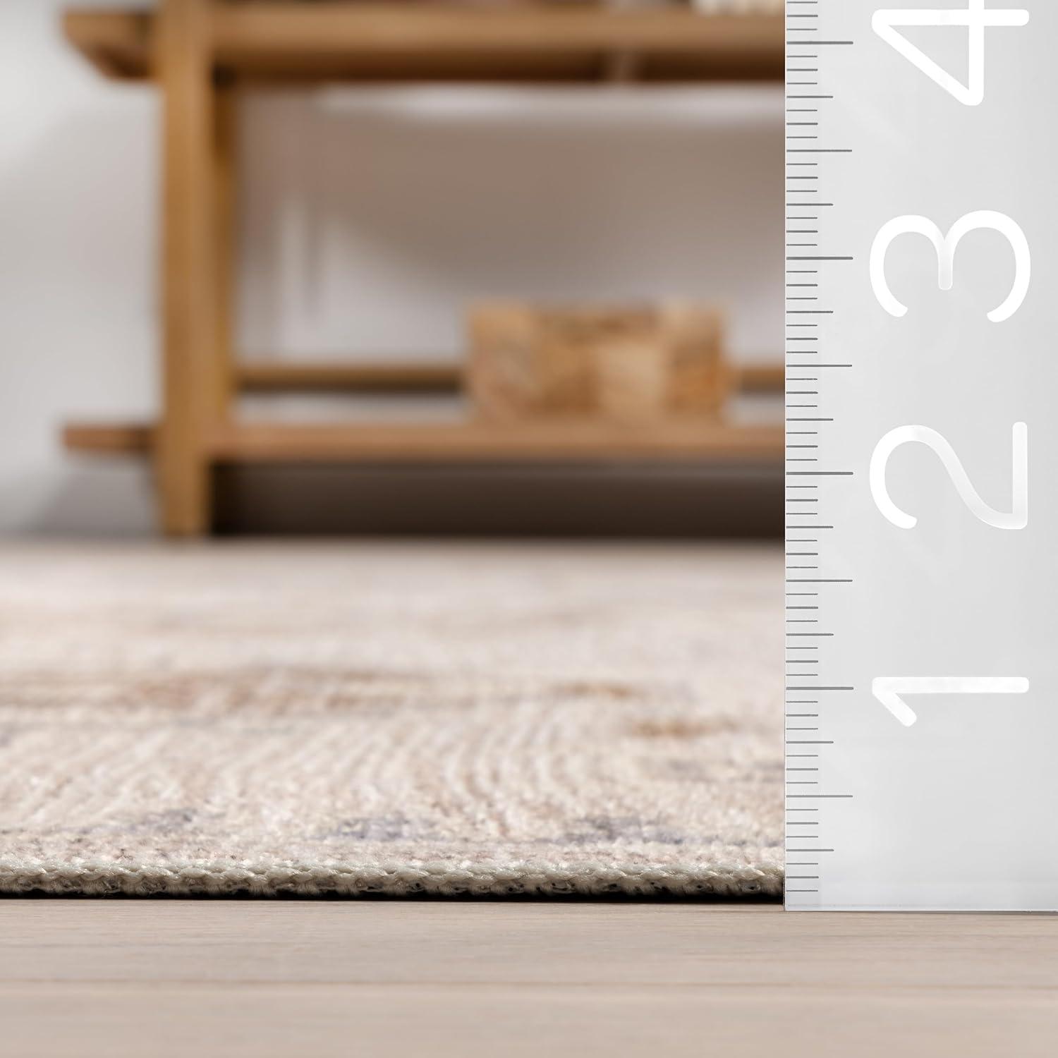Nuloom Krystin Distressed Pet Friendly Machine Washable Area Rug, 5' x 8', Beige