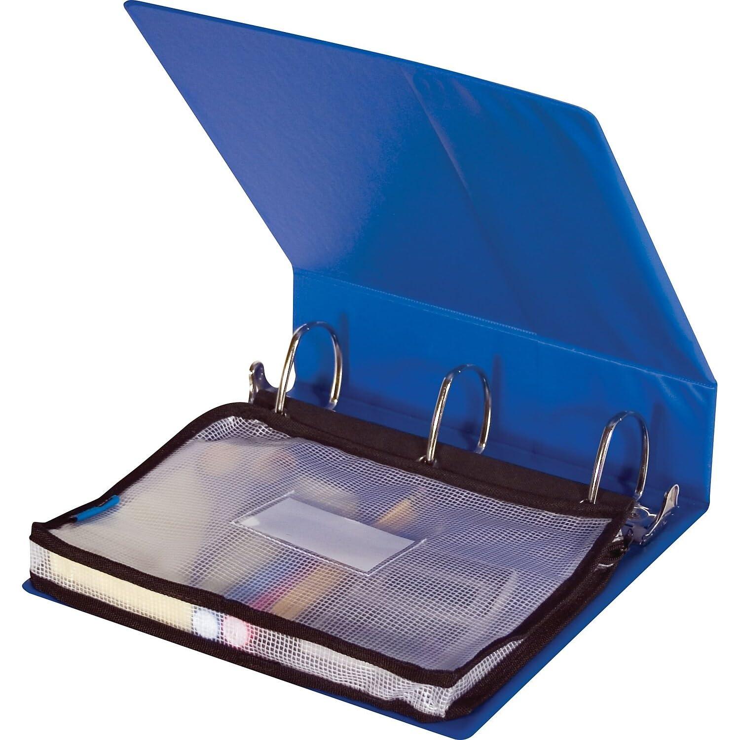 Advantus Expanding Zipper Pouch Clear Mesh Letter Size Zipper Binders, Black