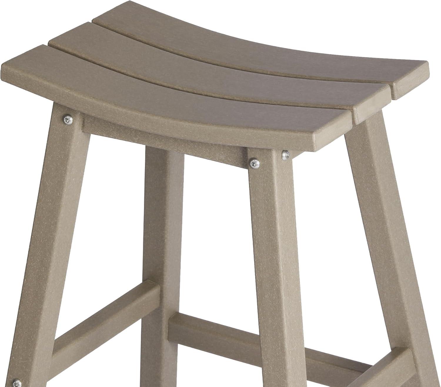 WestinTrends Malibu HDPE Outdoor Patio 29" Bar Stool Saddle Seat, Weathered Wood