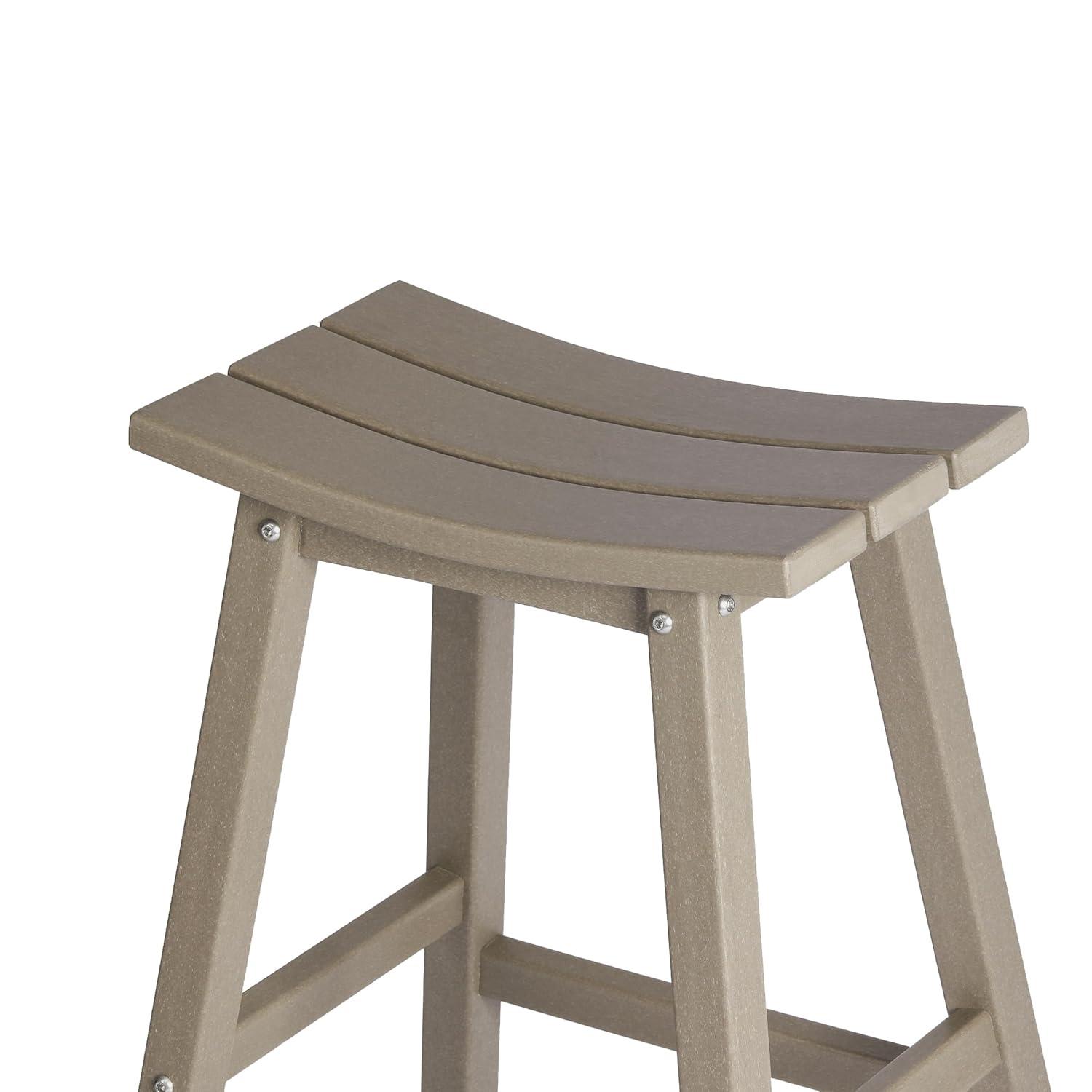 WestinTrends Malibu HDPE Outdoor Patio 29" Bar Stool Saddle Seat, Weathered Wood
