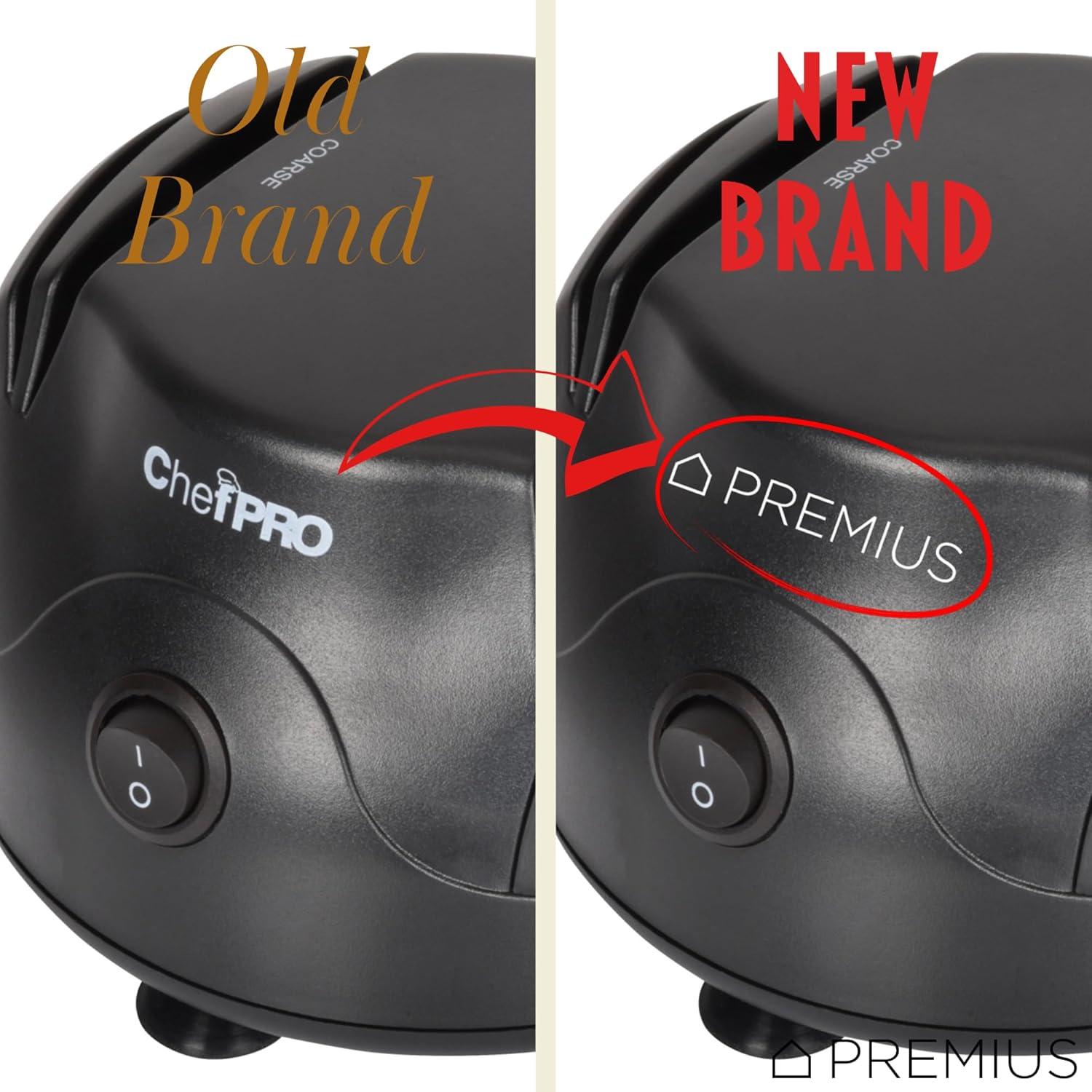 Chef Pro PREMIUS Compact 3-in-1 Electric Knife Sharpener System, Black