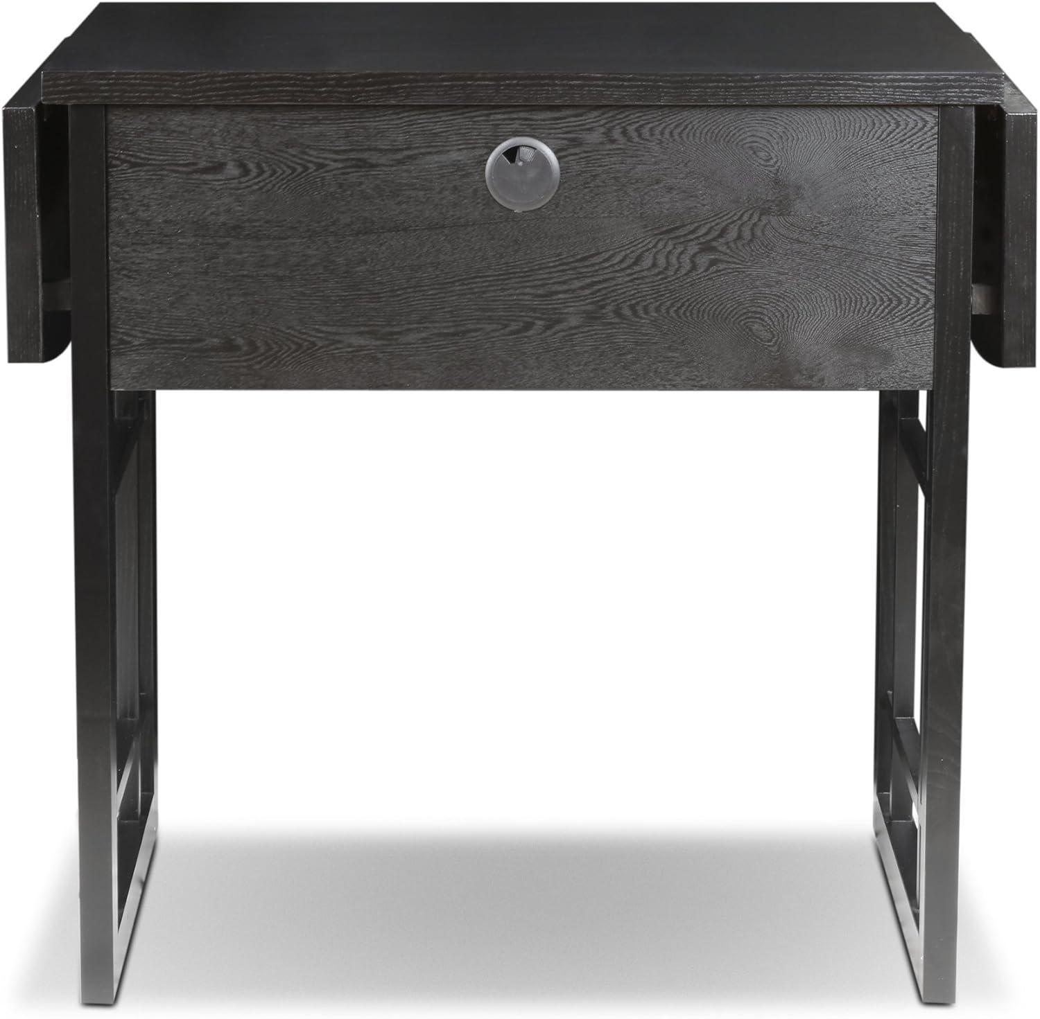 Solid + Manufactured Wood Drop Leaf Computer Writing Desk in Chocolate Oak