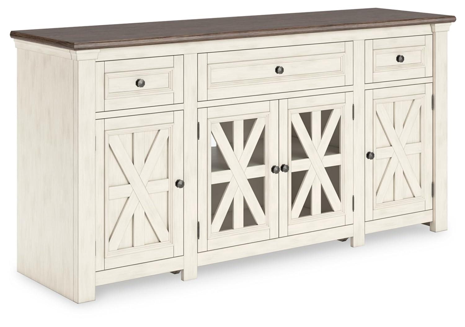 Signature Design by Ashley Bolanburg TV Stand for TVs up to 50" White: Mid-Century Modern Media Console with Cable Management
