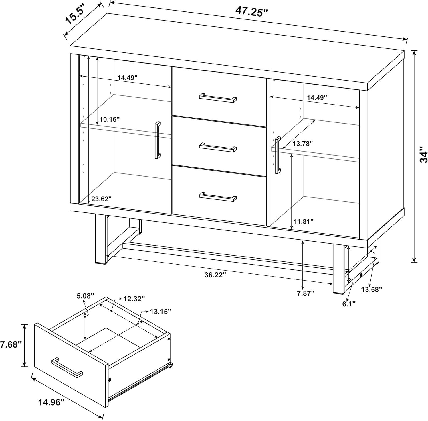 Coaster Abelardo 3-drawer Wood Accent Cabinet Weathered Oak and Cement