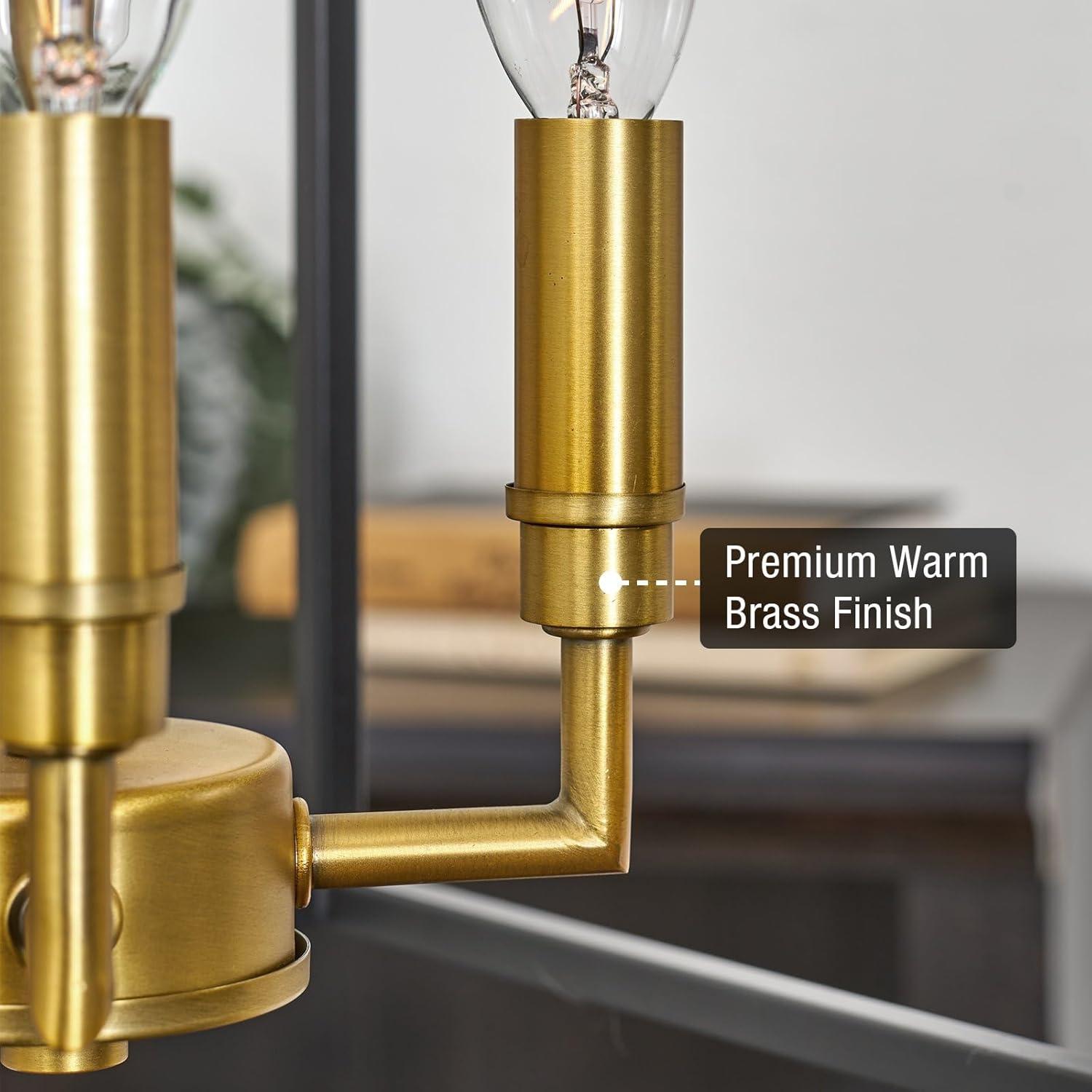 Kira Home Bellevue 16" 4-Light Farmhouse Lantern Pendant Light, Adjustable Foyer Chandelier, Warm Brass Accents + Black
