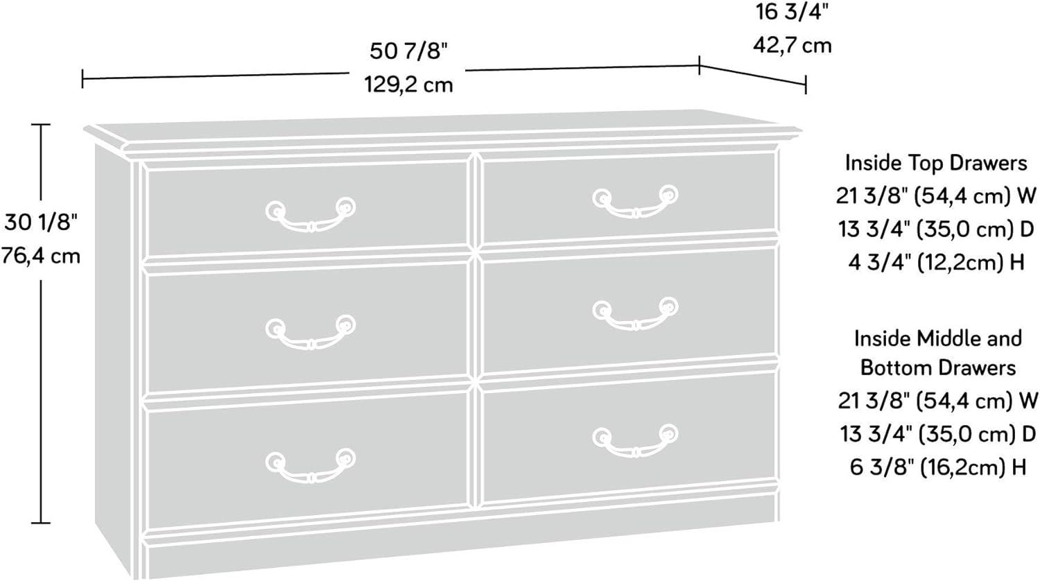 Carolina Oak Double Dresser with Mirror and Deep Drawers