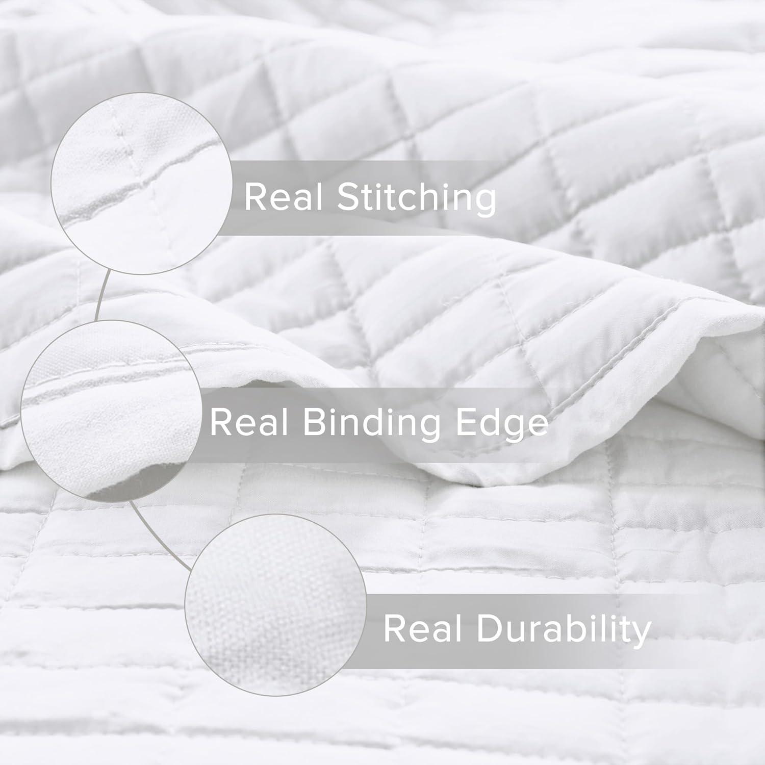 Comfort Spaces Kienna Solid Microfiber Reversible Quilt Set, Twin/Twin XL, White, 2 Piece