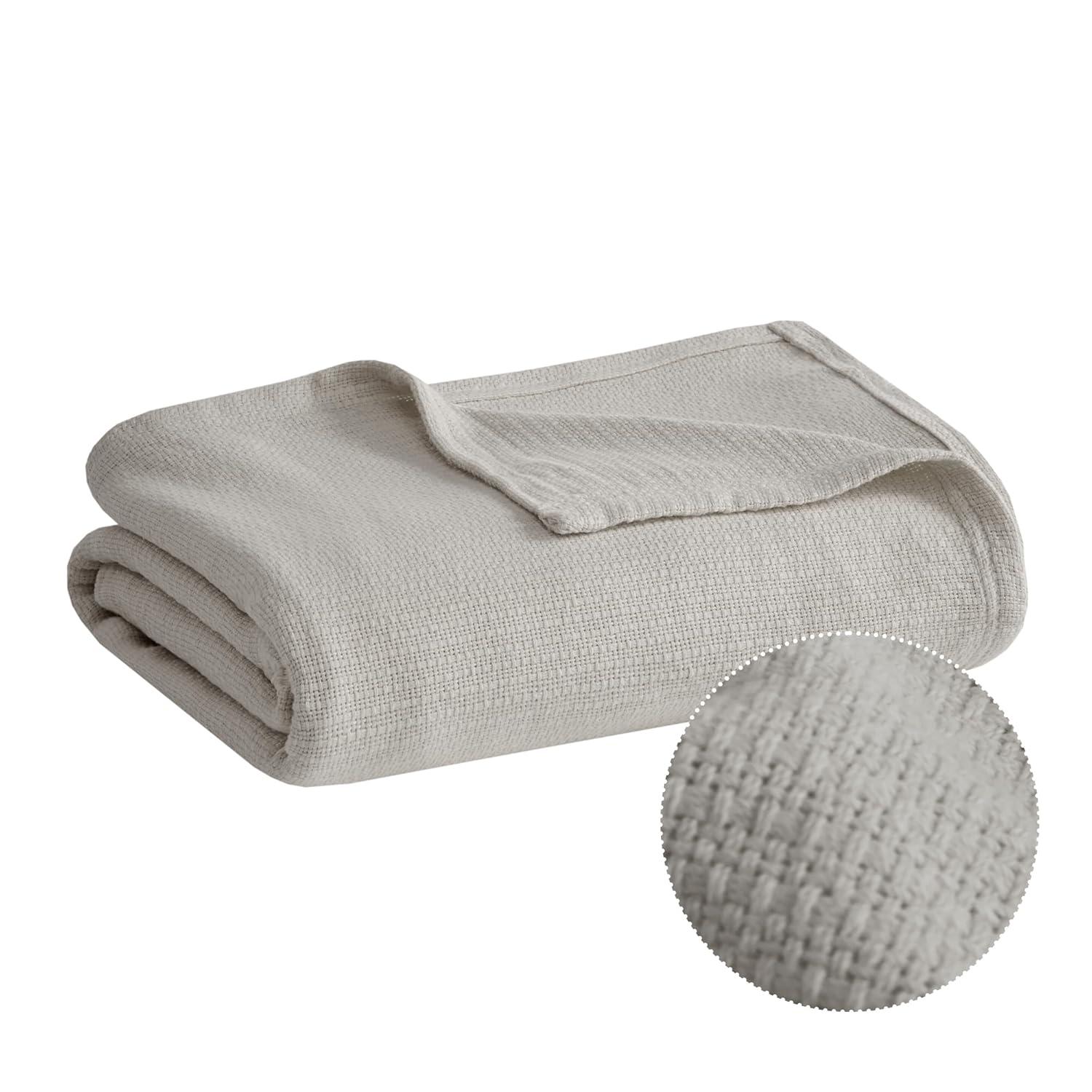 Madison Park Freshspun Basketweave Cotton Blanket
