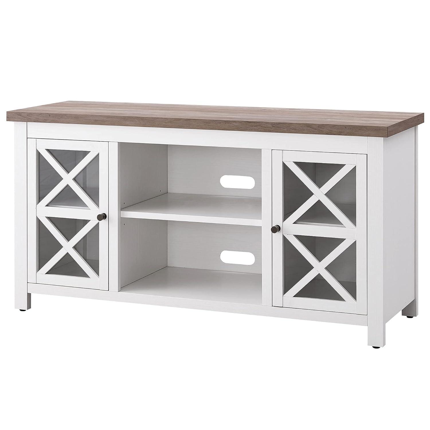 Evelyn&Zoe Colton Rectangular TV Stand for TV's up to 55", White/Gray Oak