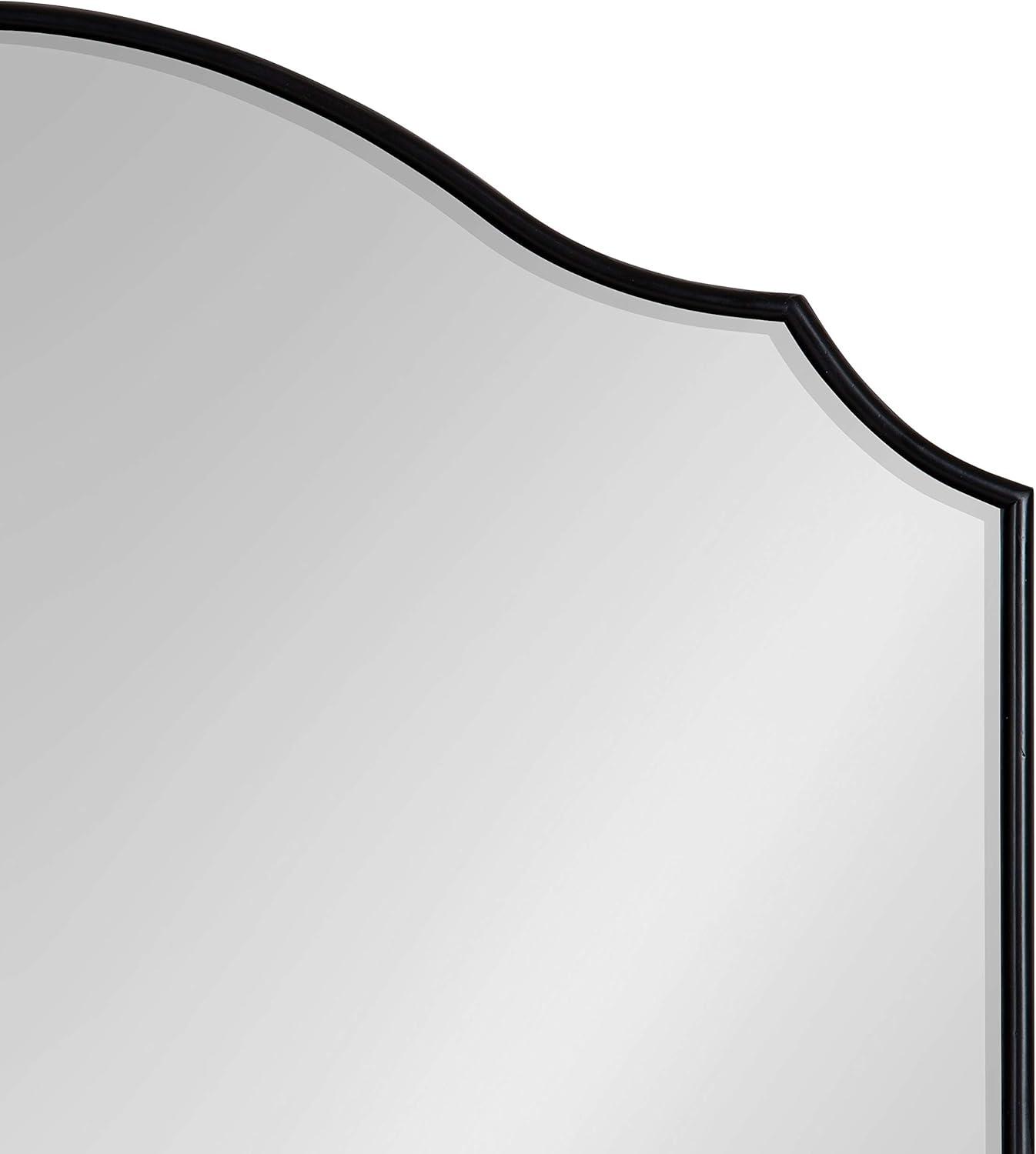 Kate and Laurel Leanna Glam Horizontal Wall Mirror, 20 x 30, Black, Sophisticated Large Mirror for Wall