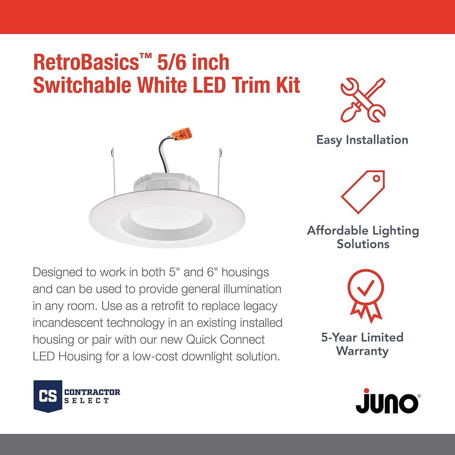 Retro Basics 6'' Selectable Color Temperature Dimmable Air-Tight Standard Recessed Lighting Kit