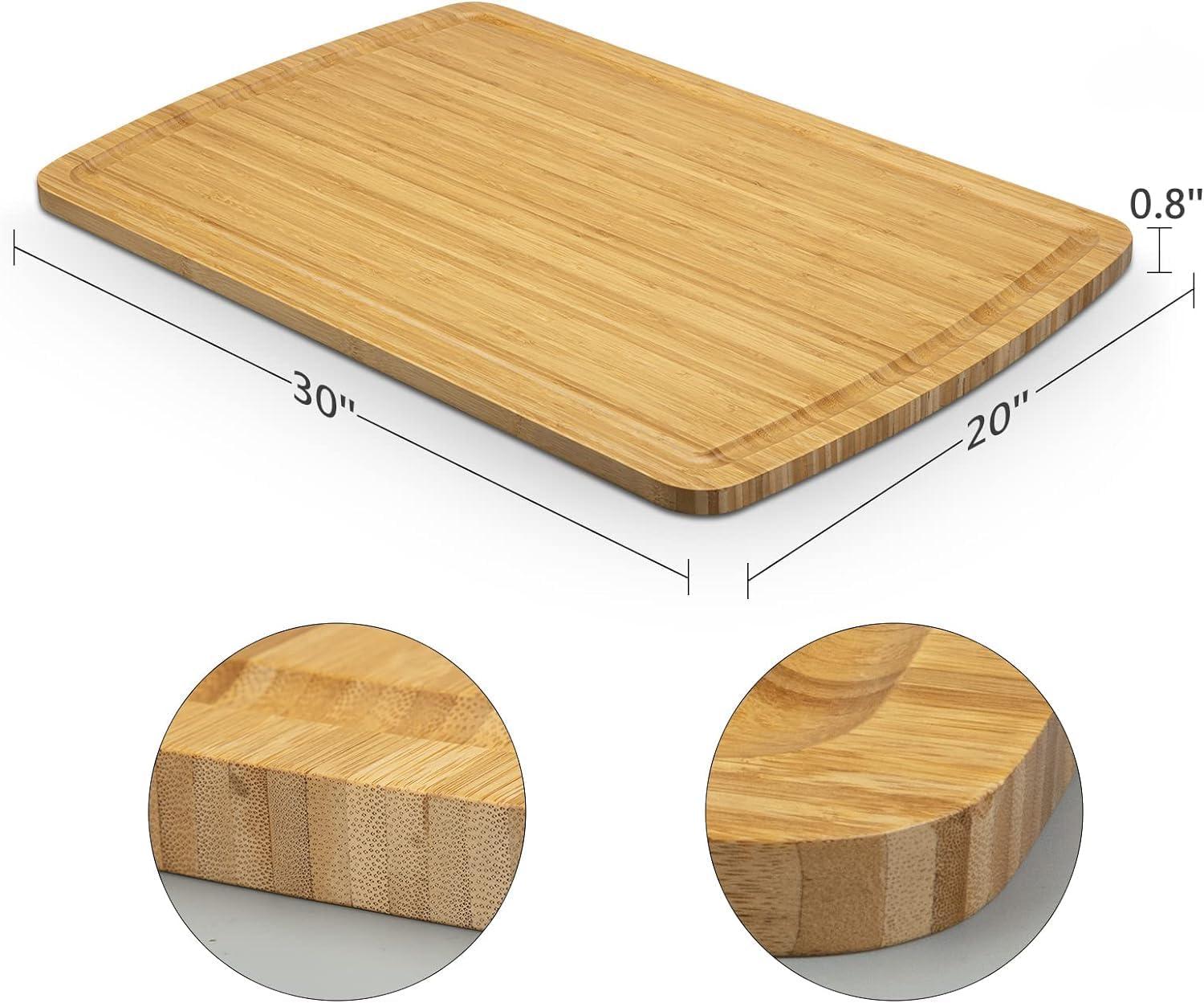 Extra Large Bamboo Cutting Board with Juice Groove, 30 x 20 Inch