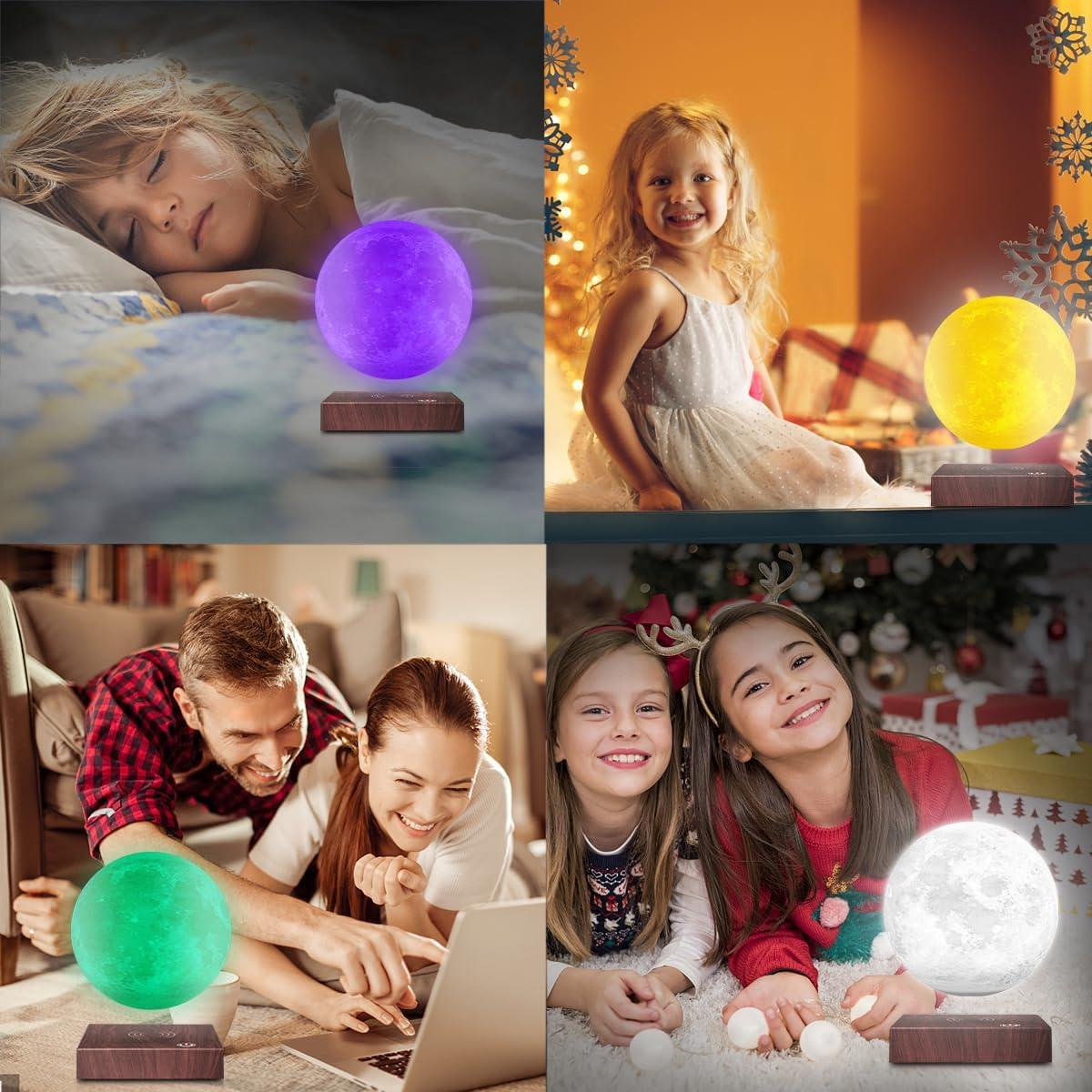 VGAzer Moon Lamp 3D Printing Magnetic Levitating Moon Light Lamps for Home、Office Decor, Creative Gift-6 Inch,Has 16 Colors 20 Modes