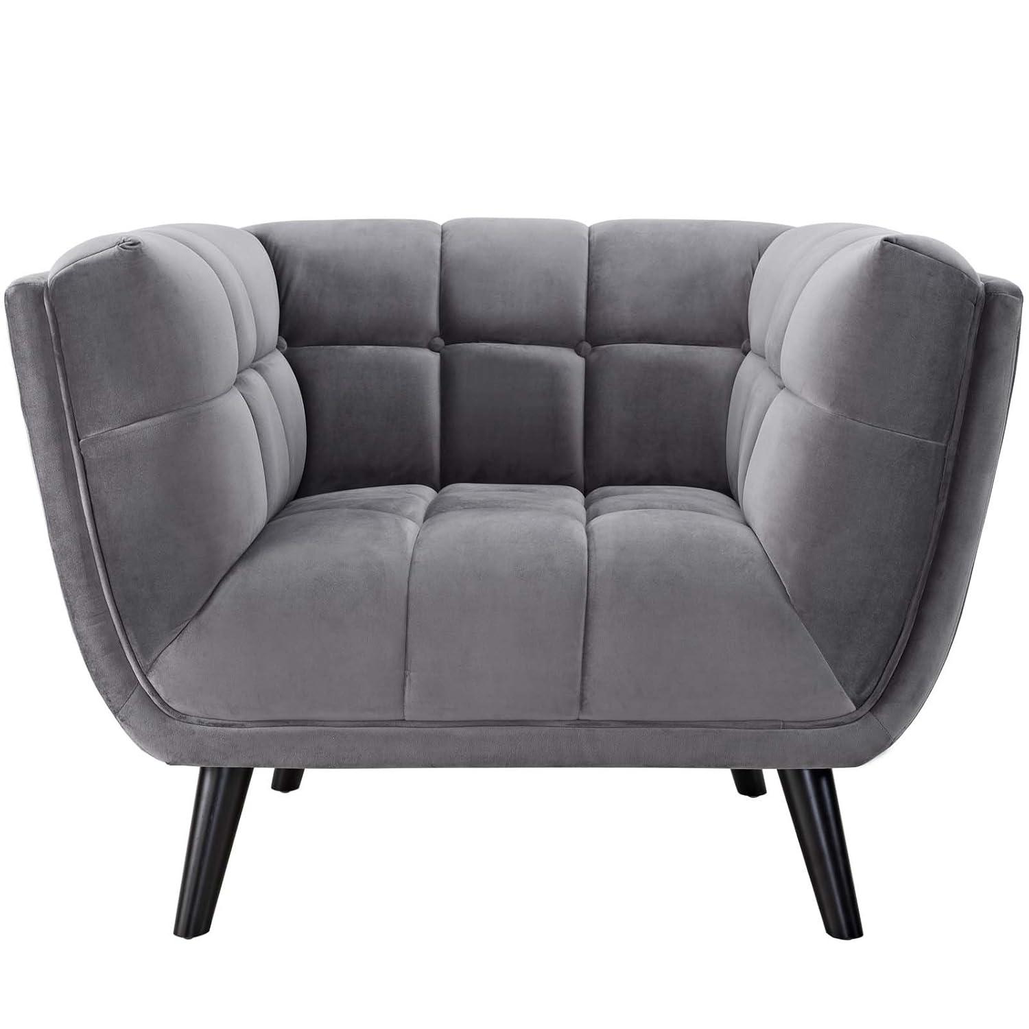 Modway Bestow Performance Velvet Armchair in Gray