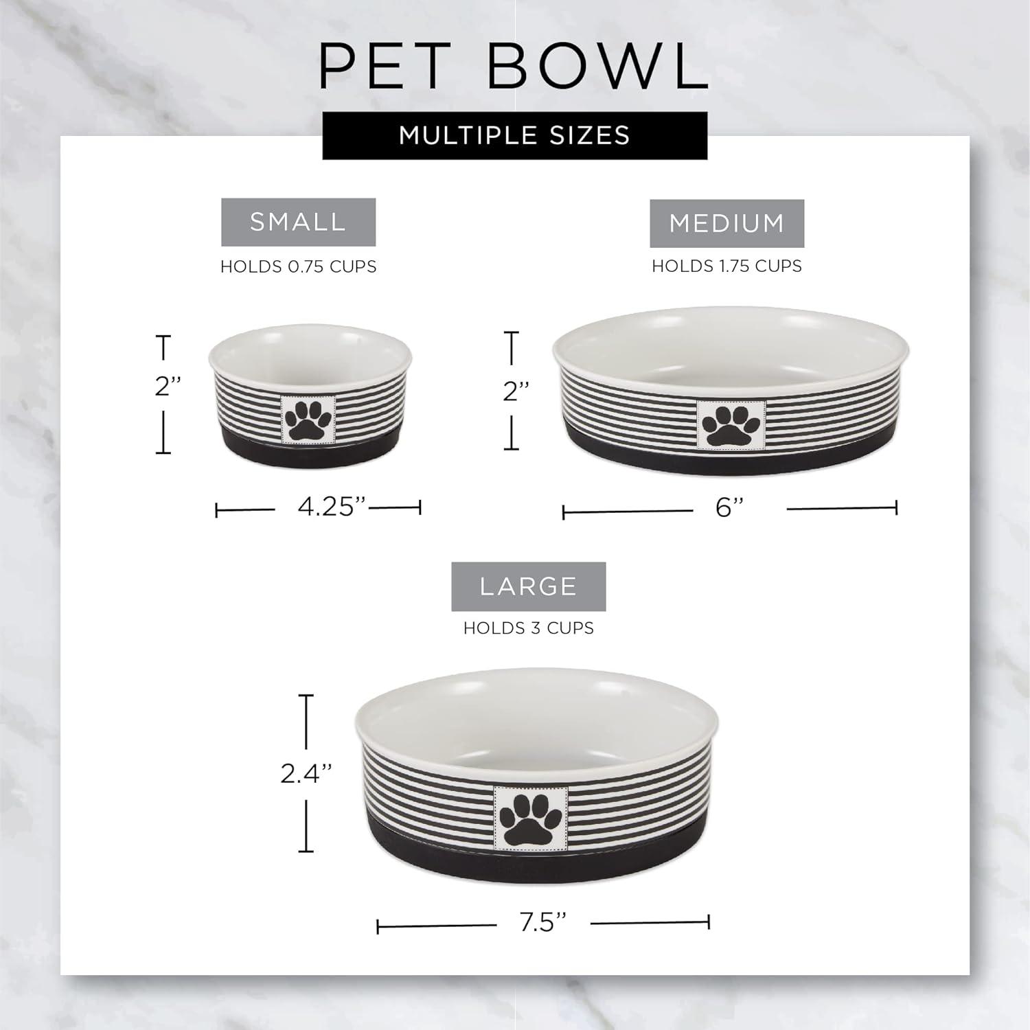 Aqua Ceramic Non-Skid Pet Bowl with Paw Print Design