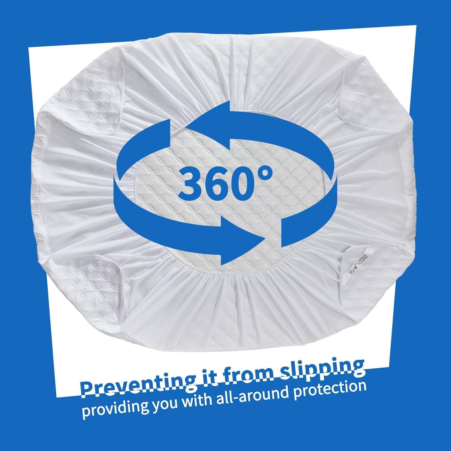 2 Pack Waterproof Mattress Protector, Twin Size Mattress Pad with Deep Pocket Fitted Up to 6-15 inches, Soft Noiseless Single Bed Mattress Cover for Bedroom, Dorm Room