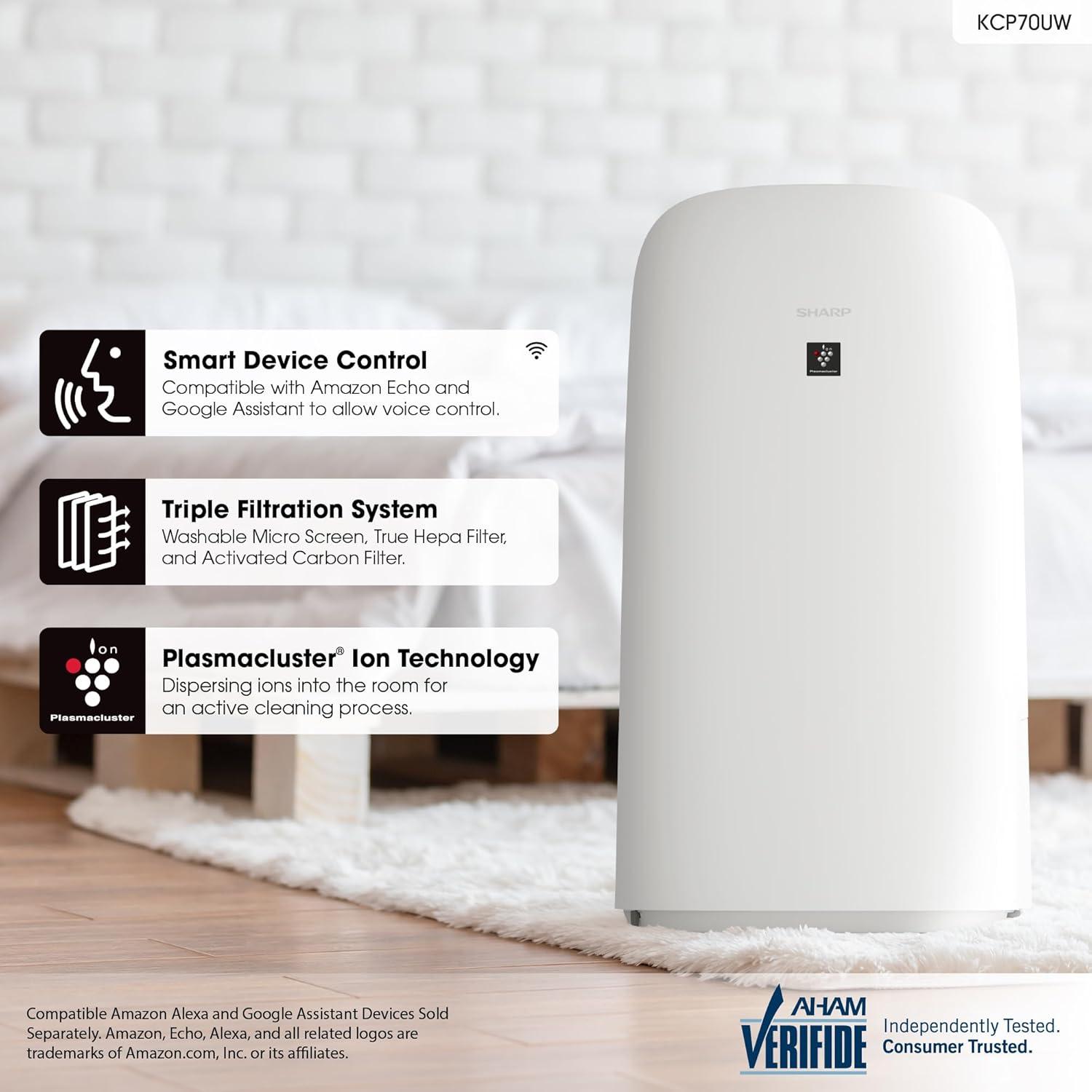 White Smart Air Purifier and Humidifier with HEPA Filter