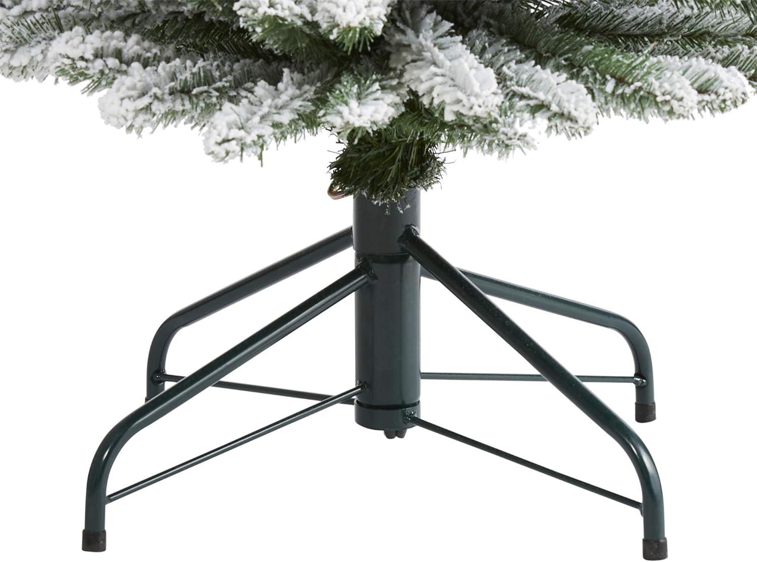 6ft Flocked Pencil Slim Artificial Christmas Tree with Metal Stand