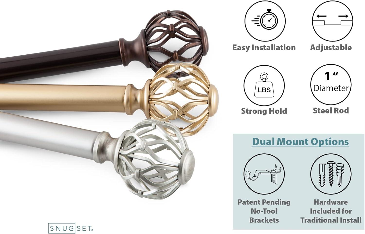 SnugSet Aiden Adjustable Single Curtain Rod