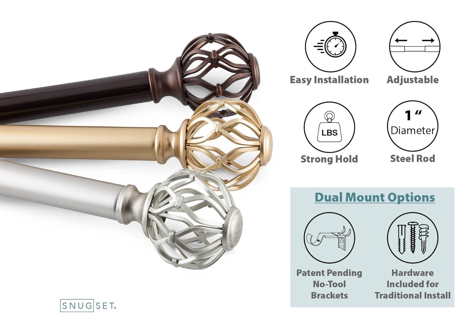 SnugSet Aiden Steel Adjustable Single Curtain Rod