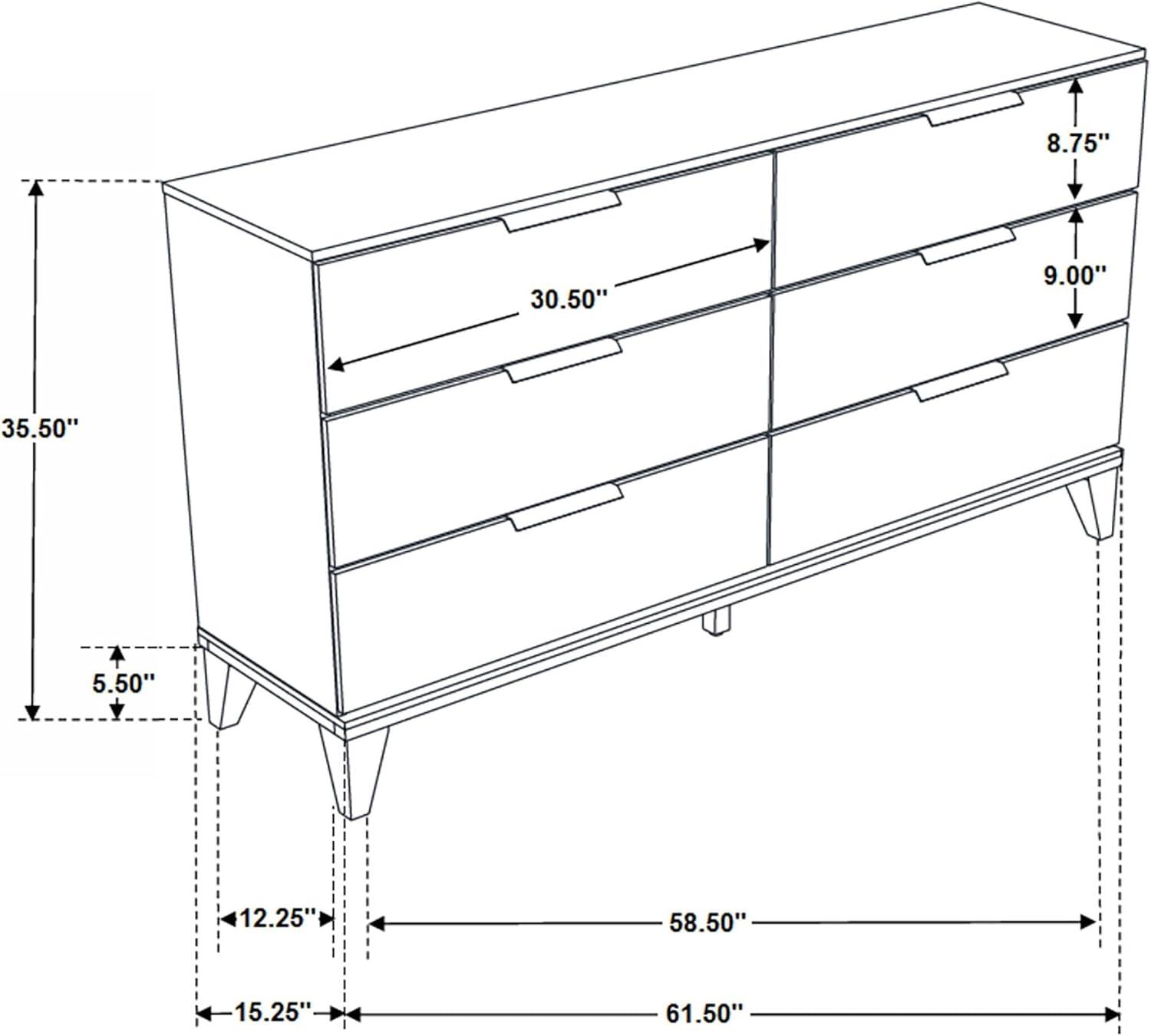 Mays 6-drawer Dresser Walnut Brown with Faux Marble Top