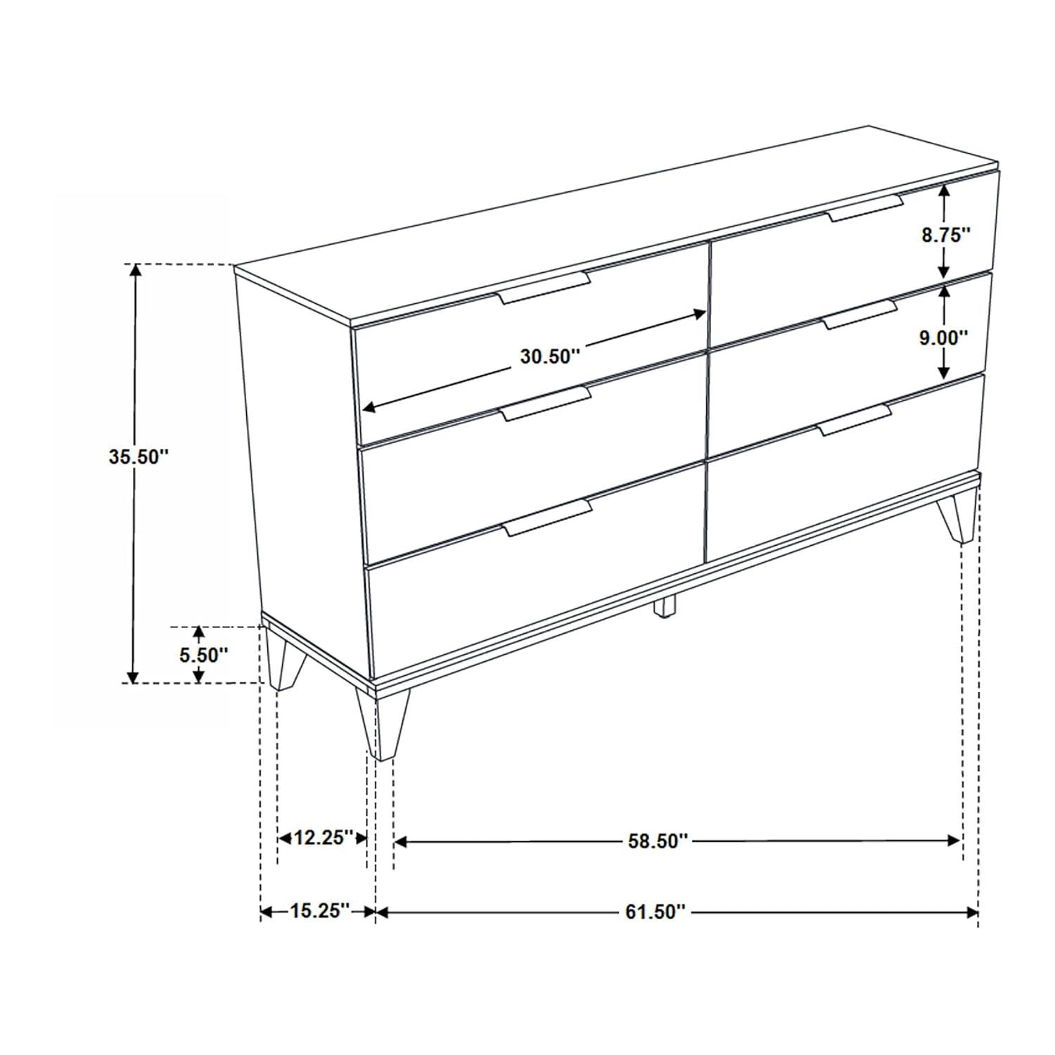 Mays 6-drawer Dresser Walnut Brown with Faux Marble Top