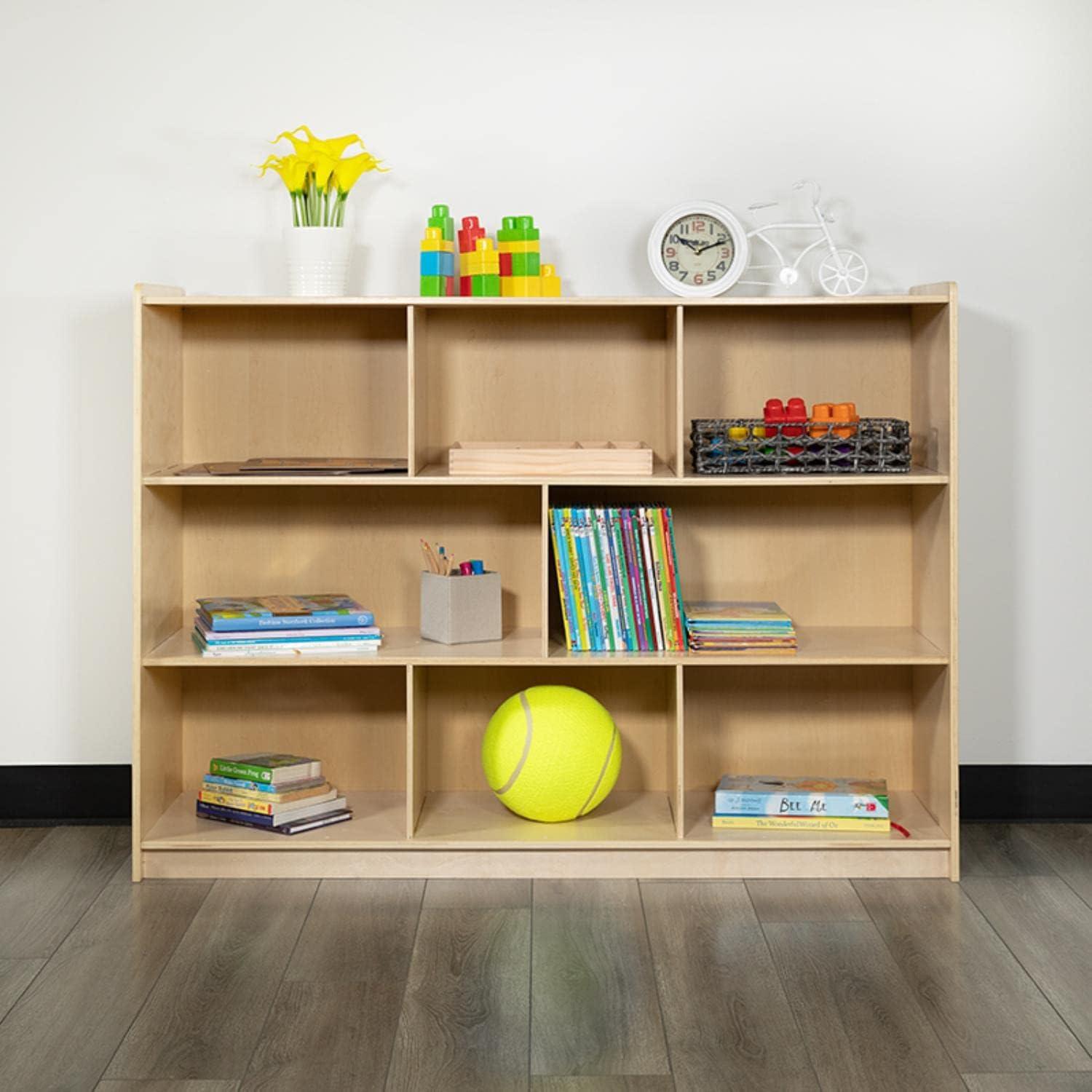 Natural Birch Wooden 8-Cube Kids Storage Cabinet