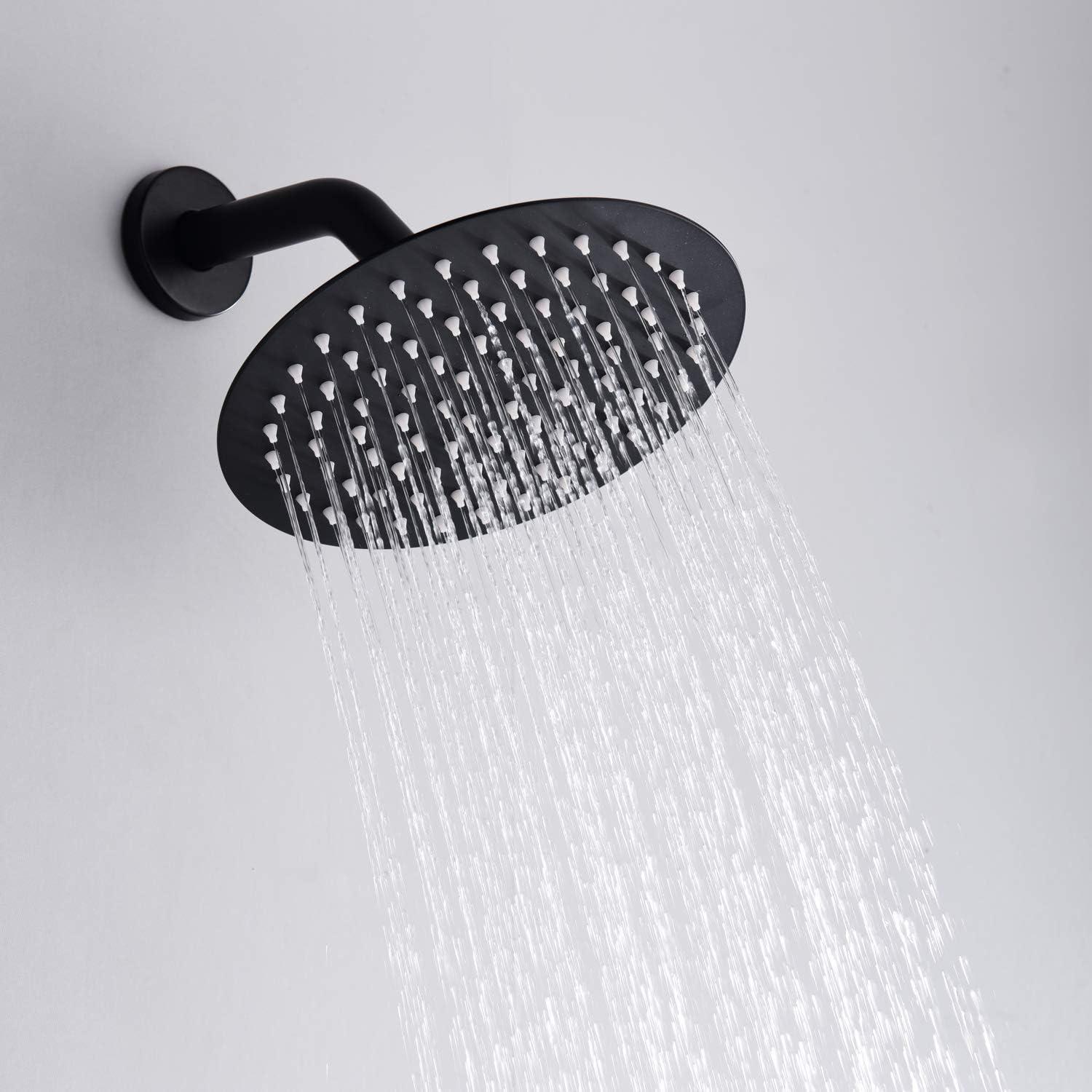 Matte Black Stainless Steel Rain Shower System with Handheld