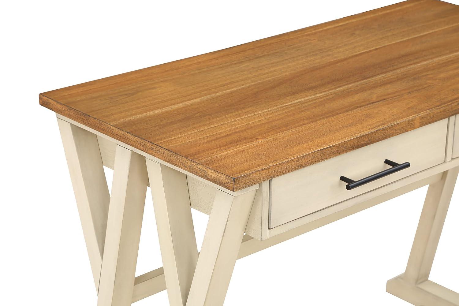 Jericho Rustic Writing Desk w/ Drawers  in Antique White in Engineered Wood