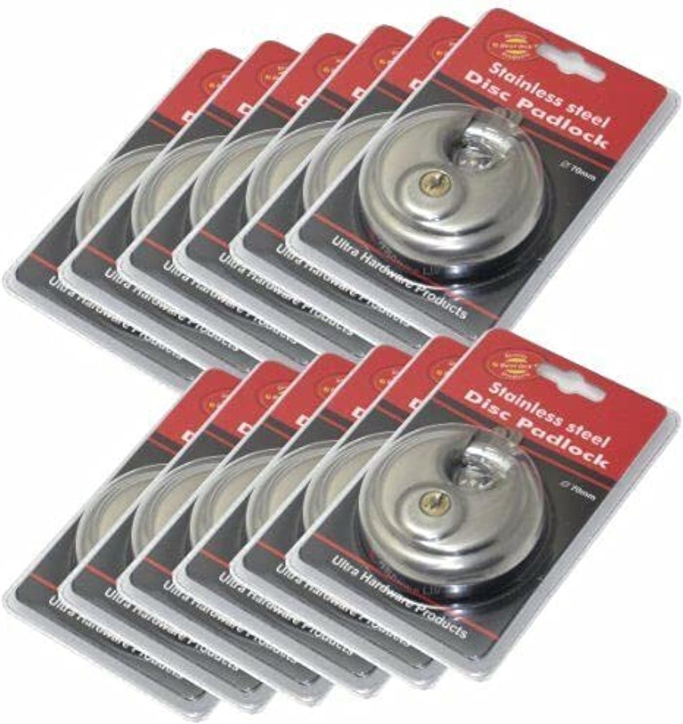 24 Pack Stainless Steel Disc Padlock Set for Storage and Trailers