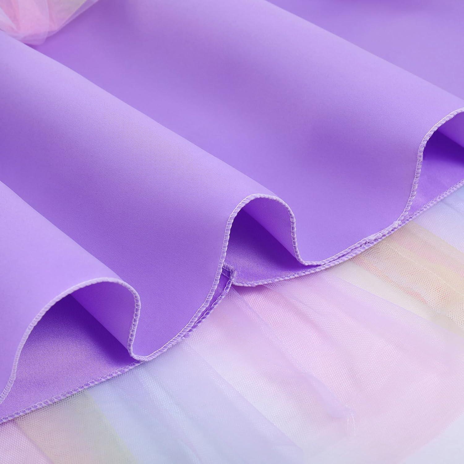 IBTOM CASTLE Vestidos de Desfile Bordados de Encaje Bohemio Floral de Princesa para Fiesta de Niños Boda Vestido Largo de Comunión Hinchado 11-12 Años Púrpura