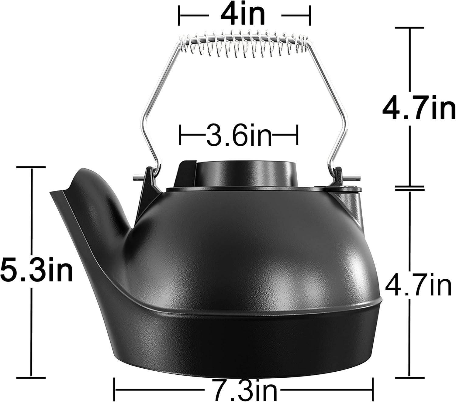 Stove Humidifier, Humidifying Iron Kettle, Wood Stove Kettle, Cast Iron, Chrome Handle