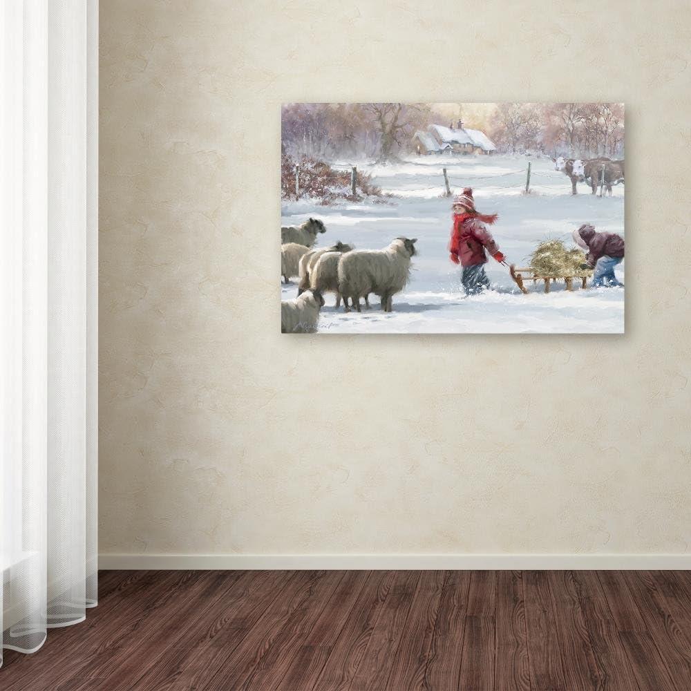 Trademark Fine Art 'Feeding Sheep' Canvas Art by The Macneil Studio