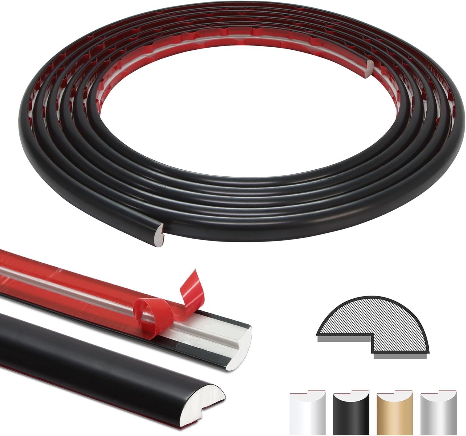 The Tiles Plaza Peel and Stick Tile Edge Trim for Backsplash Tile 15 Feet Self Adhesive PVC Trim Molding Decorative Trim, Matte Black